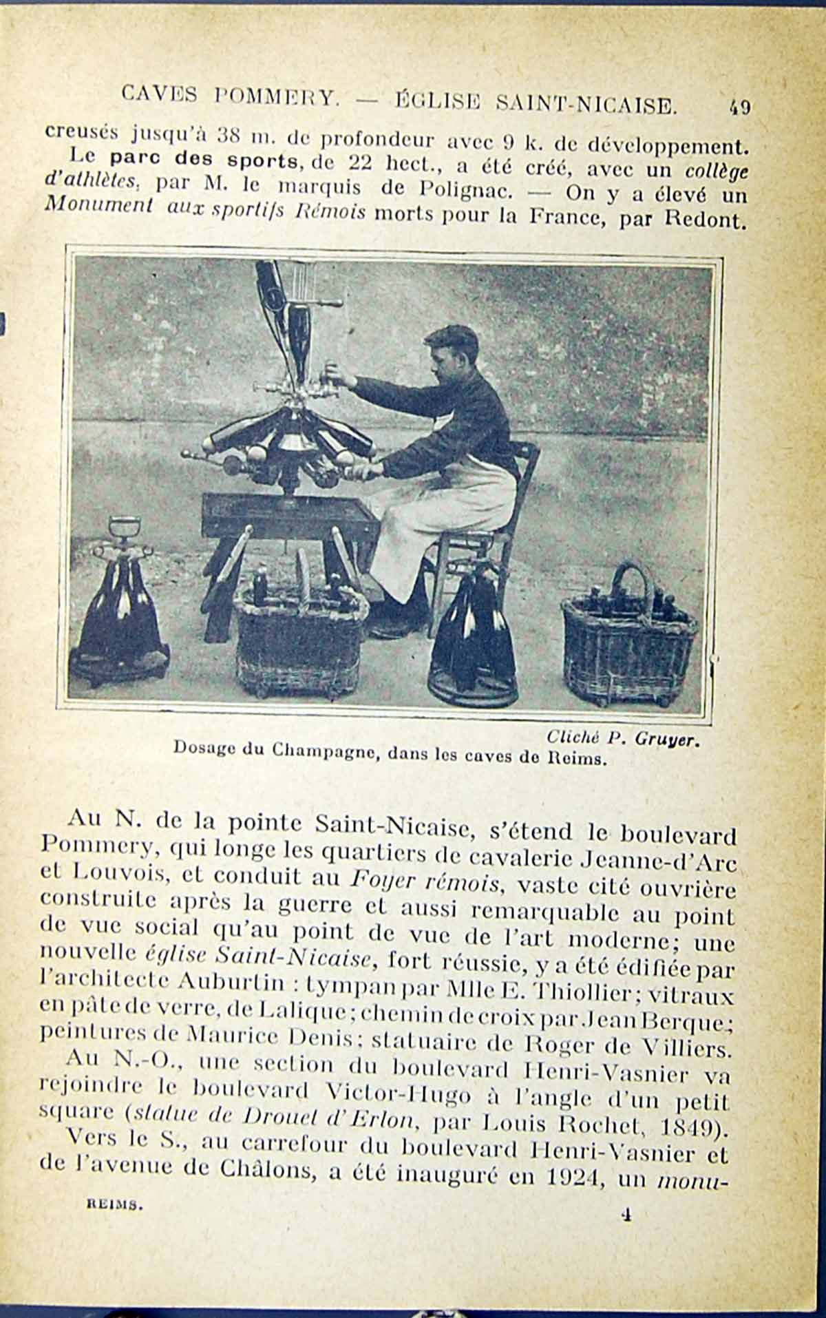 Original Old Antique Print Dosage Champagne Dans Caves Reims Man Working