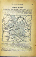 Original Old Antique Print Map Reims Street Plan Port River Marne