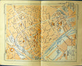 Original Old Antique Print Colour Map Reims Port Lycee Maison Retraite