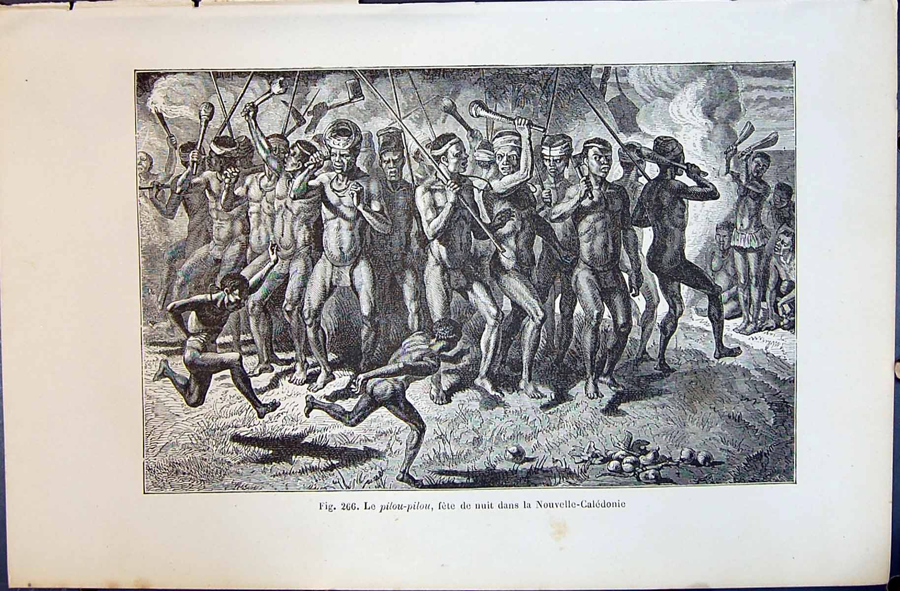 Old Pilou-Pilou Fete Nuit Dans Nouvelle-Caledonie 1880 Human Races Hu Victorian