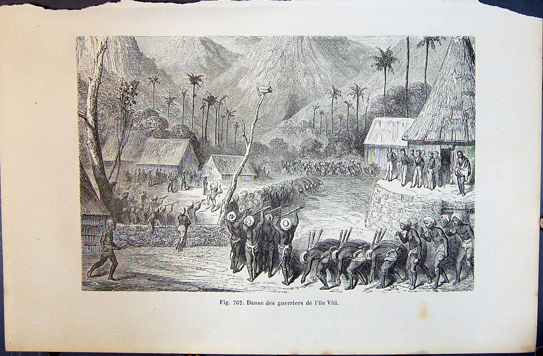 Old 1880 Human Races Humaines Figuier Danse Guerriers L'Ile Viti Nati Victorian