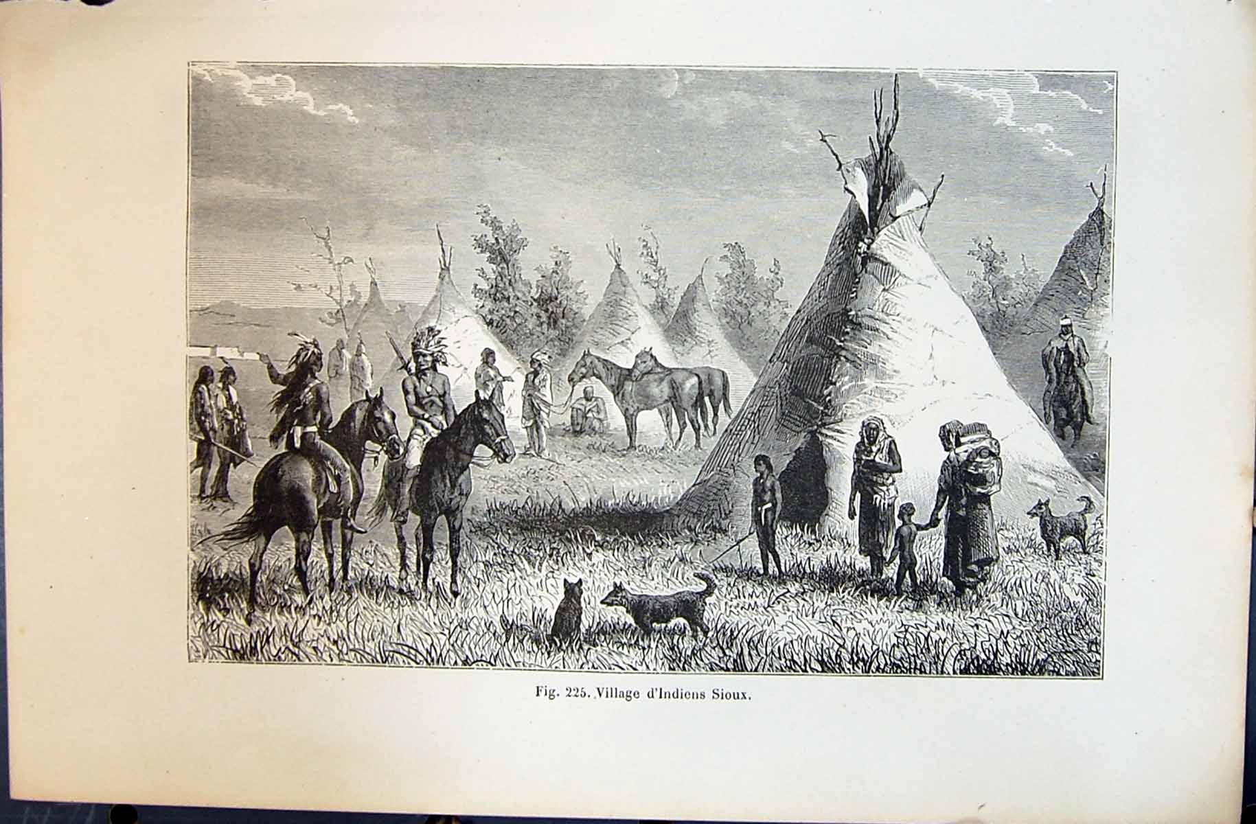 Old Village D'Indiens Sioux Indians Camp 1880 Human Races Humaines Fi Victorian