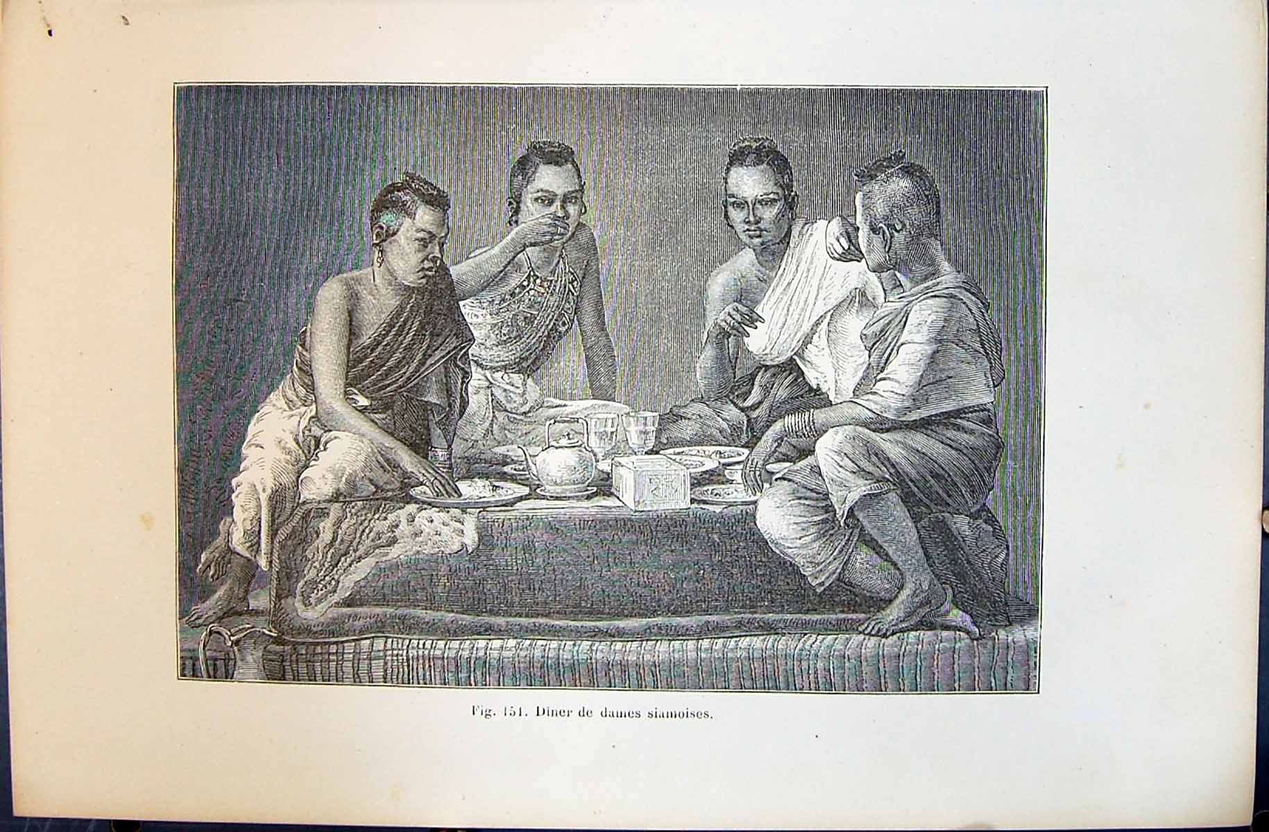 Old Diner Dames Siamoises Ladies Dinner 1880 Human Races Humaines Fig Victorian