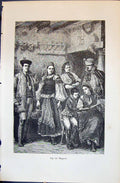 Antique Old Print 1880 Human Races Humaines Figuier Magyars Hungarian People