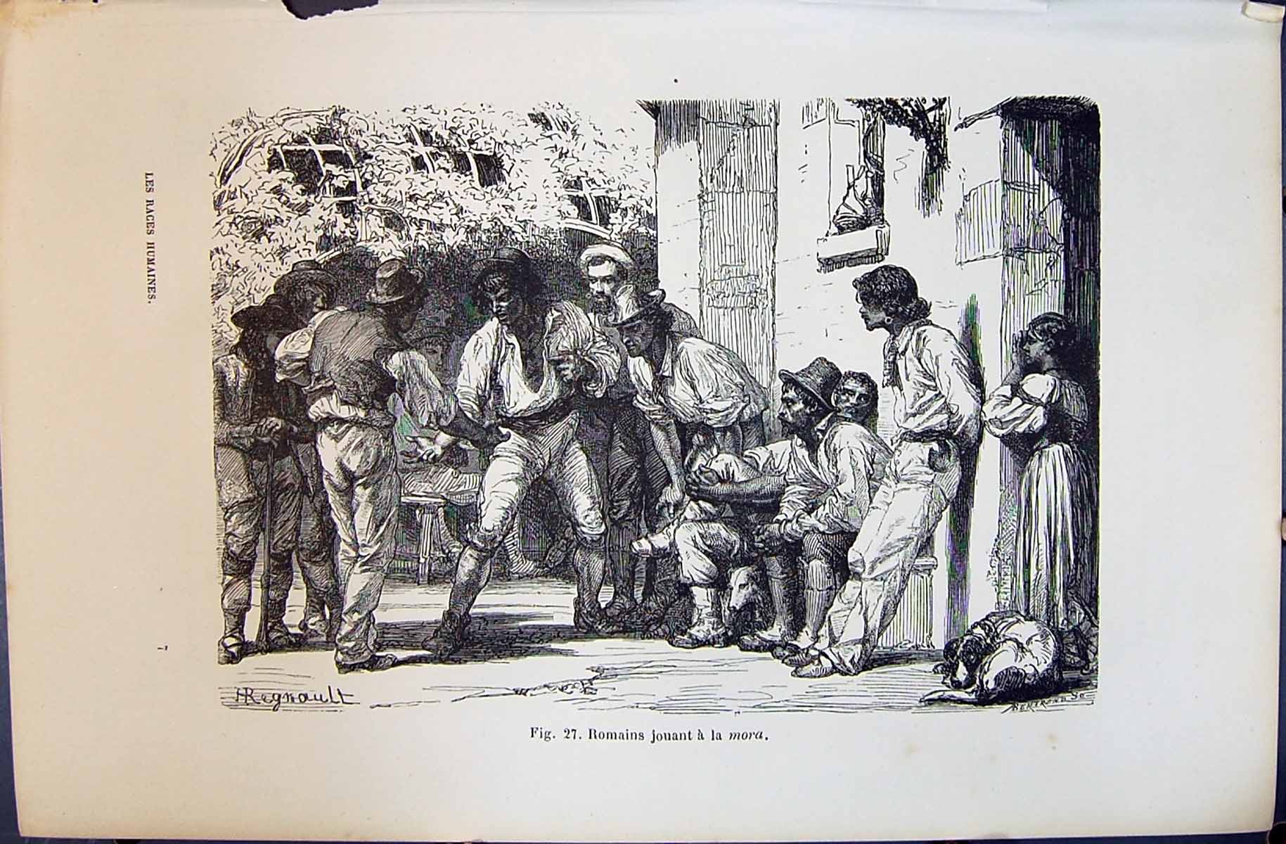 Old Romains Jouant Mora 1880 Human Races Humaines Figuier Romanian Pe Victorian