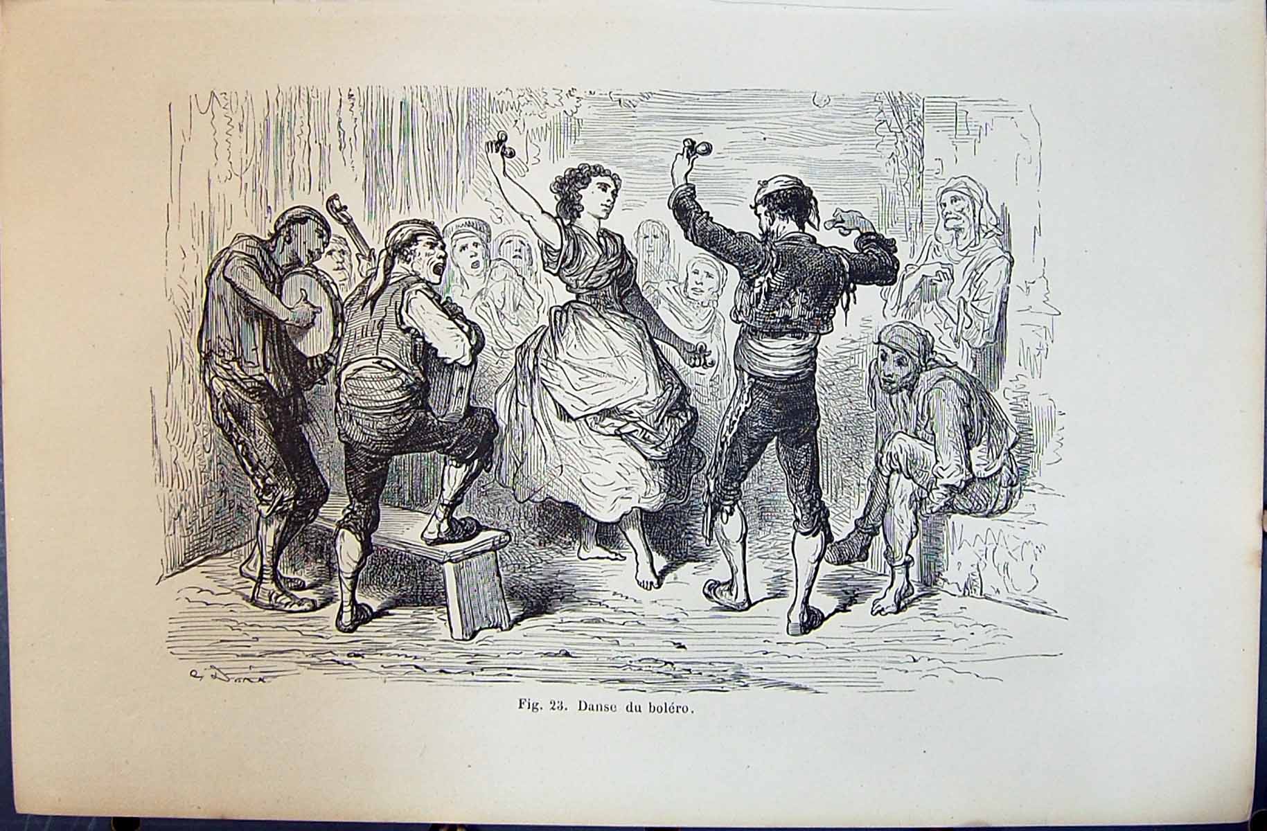 Old Danse Bolero Dancing Spanish People 1880 Human Races Humaines Fig Victorian