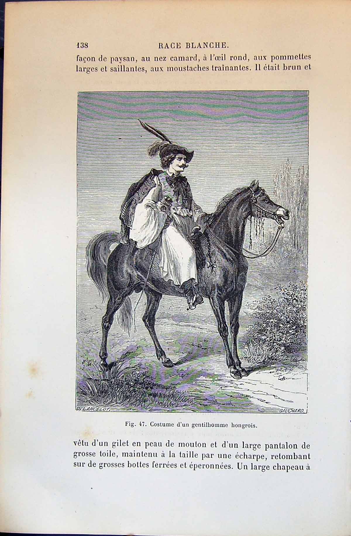 Old 1880 Human Races Humaines Figuier Costume D'Un Gentilhomme Hongro Victorian