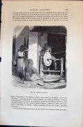 Antique Old Print Tourneur Kabyle People 1880 Human Races Humaines Figuier 19th