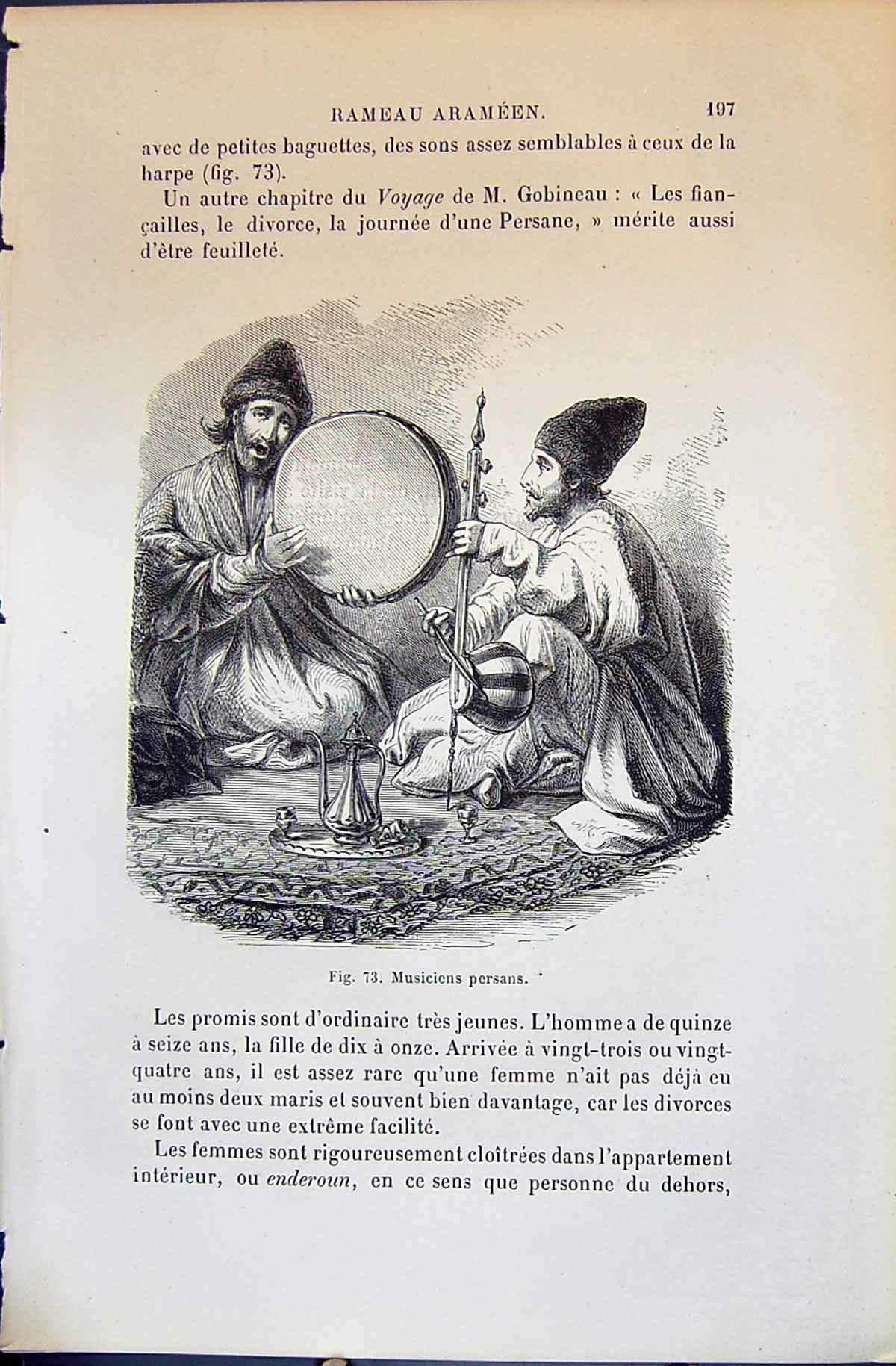 Old 1880 Human Races Humaines Figuier Musicians Persans Music People Victorian