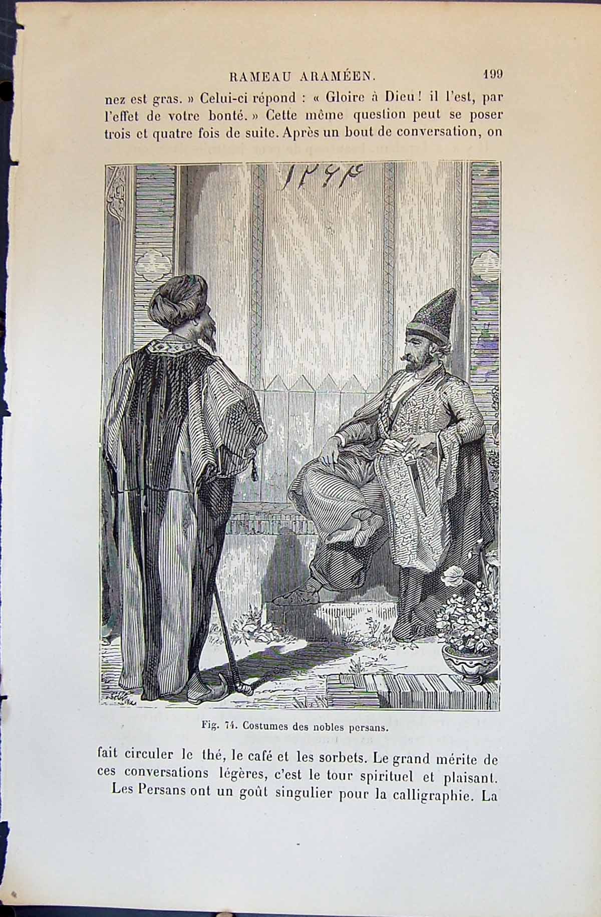 Antique Print Costumes Des Nobles Persans 1880 Human Races Humaines Figuier