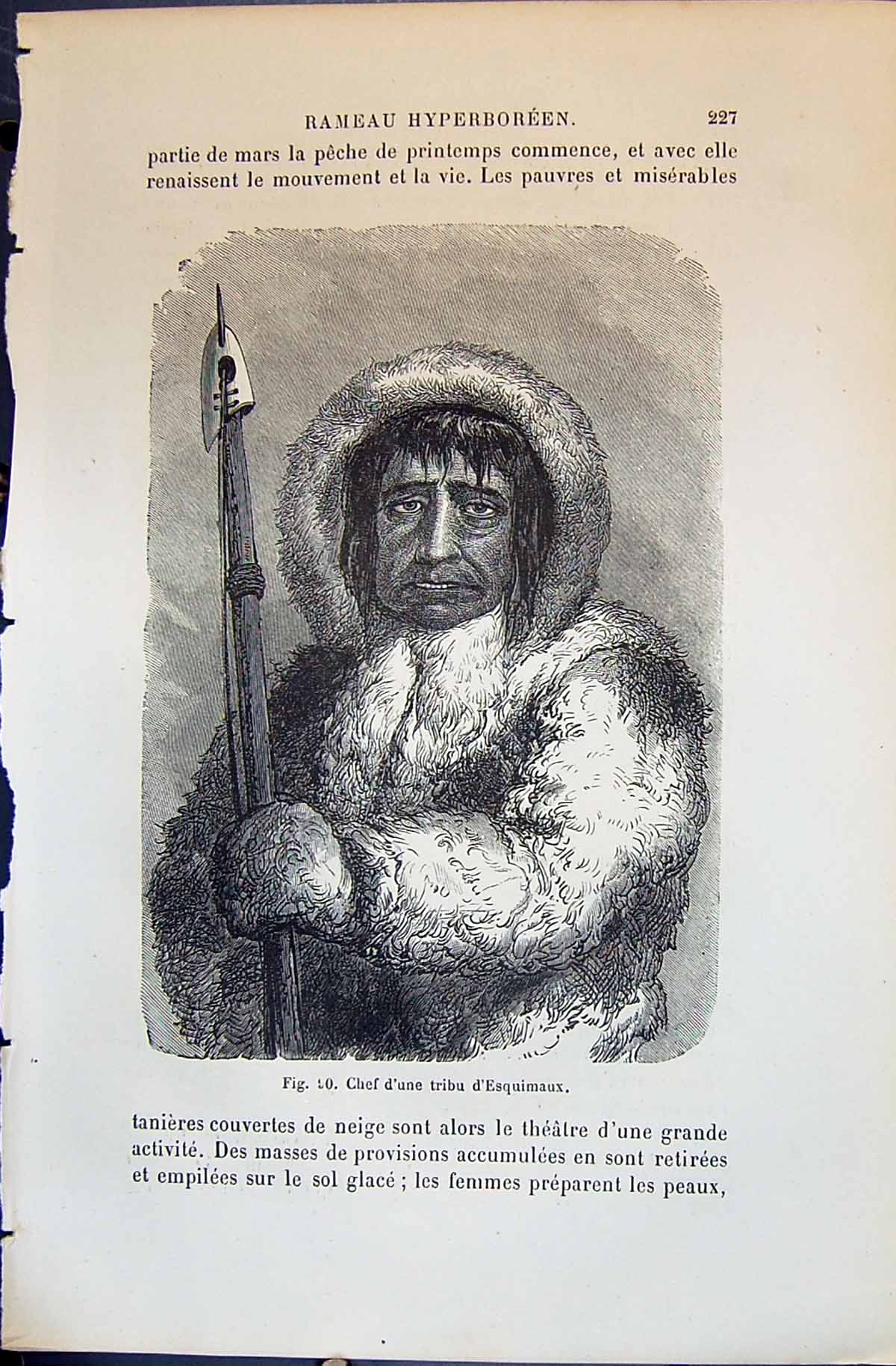 Old Chef D'Une Tribu D'Esquimaux Esquimaux 1880 Human Races Humaines Victorian