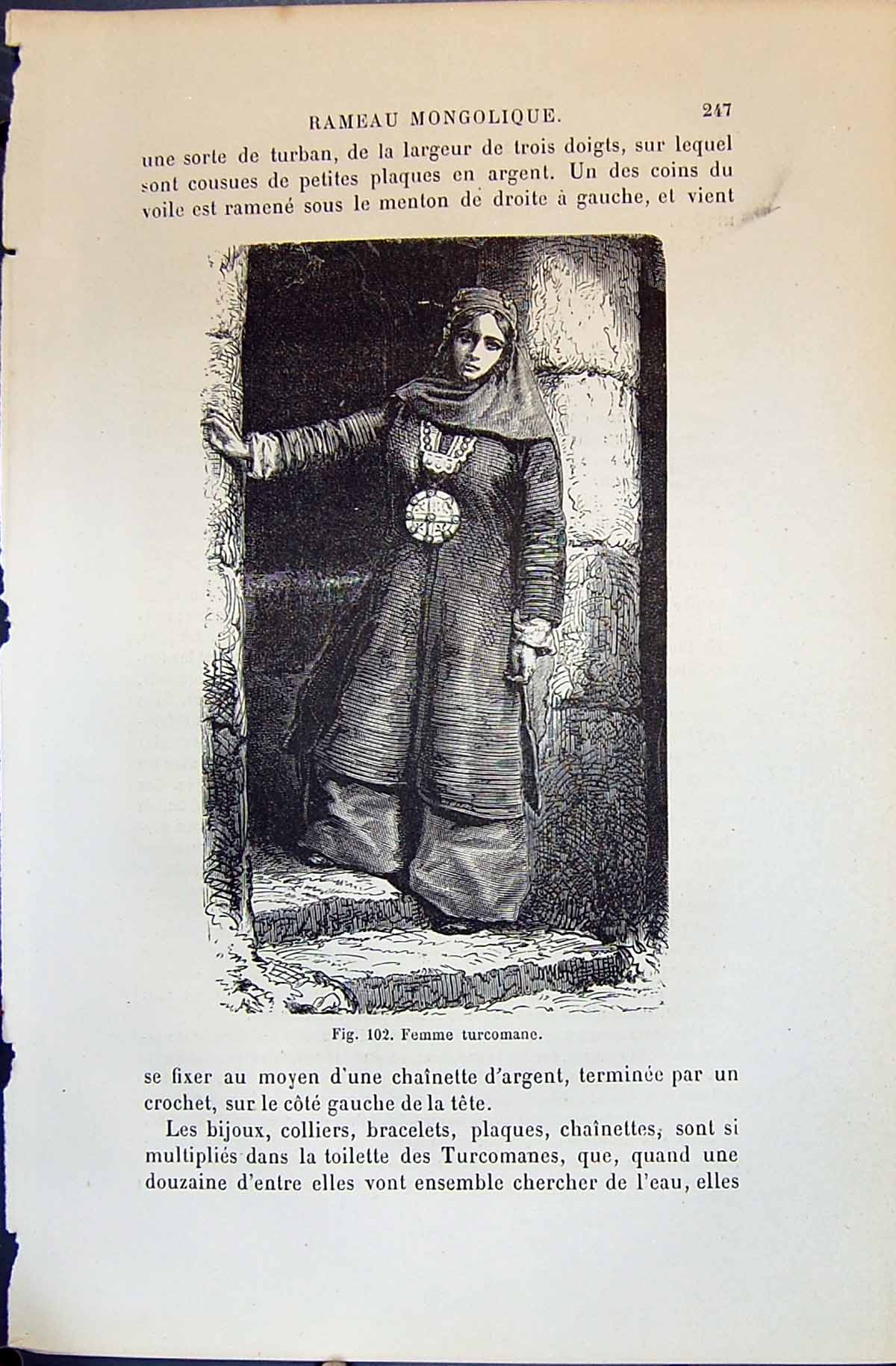 Old Print Femme Turcomane Lady Costume 1880 Human Races Humaines Figuier 19th