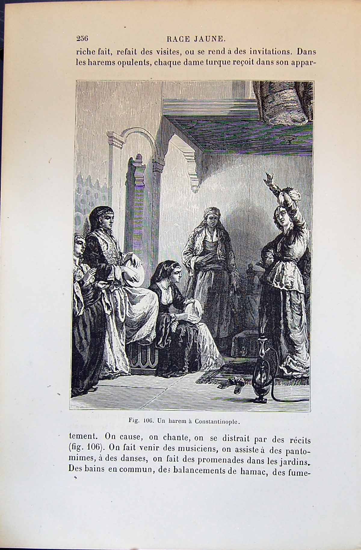 Old 1880 Human Races Humaines Figuier Un Harem Constantinople Ladies Victorian
