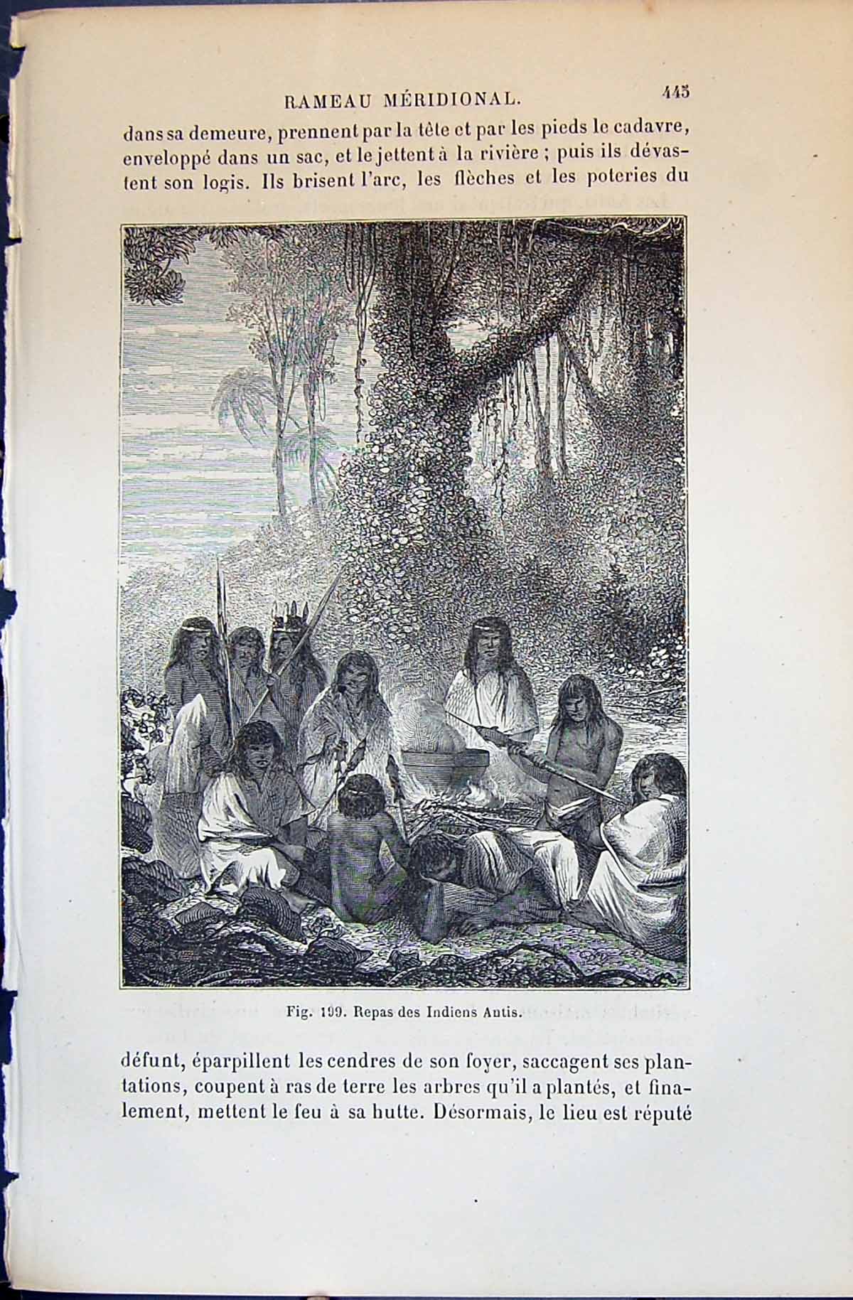 Old Repas Des Indiens Antis Native People Spears 1880 Human Races Hum Victorian