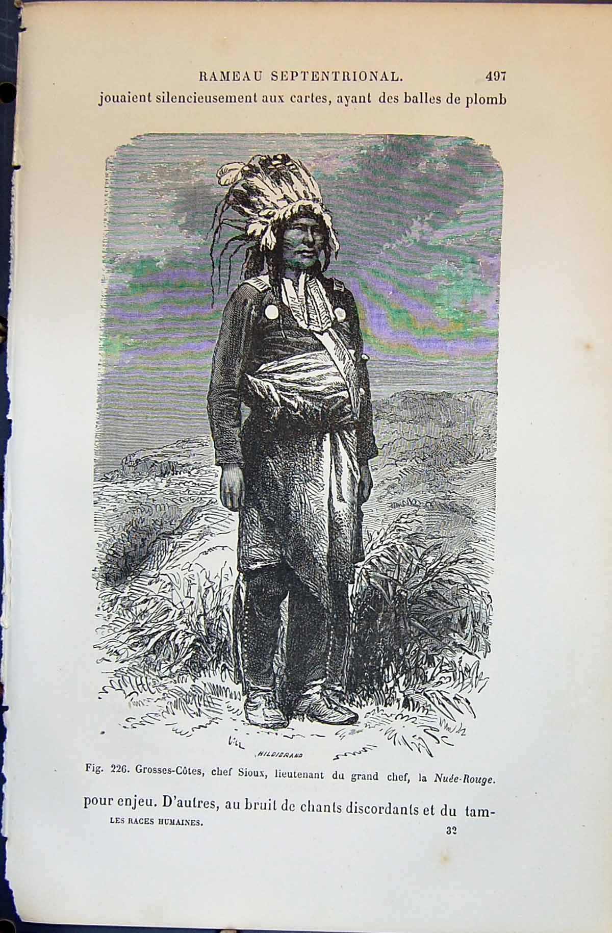 Old Grosses-Cotes Chef Sioux Indian Nuee-Rouge 1880 Human Races Humai Victorian