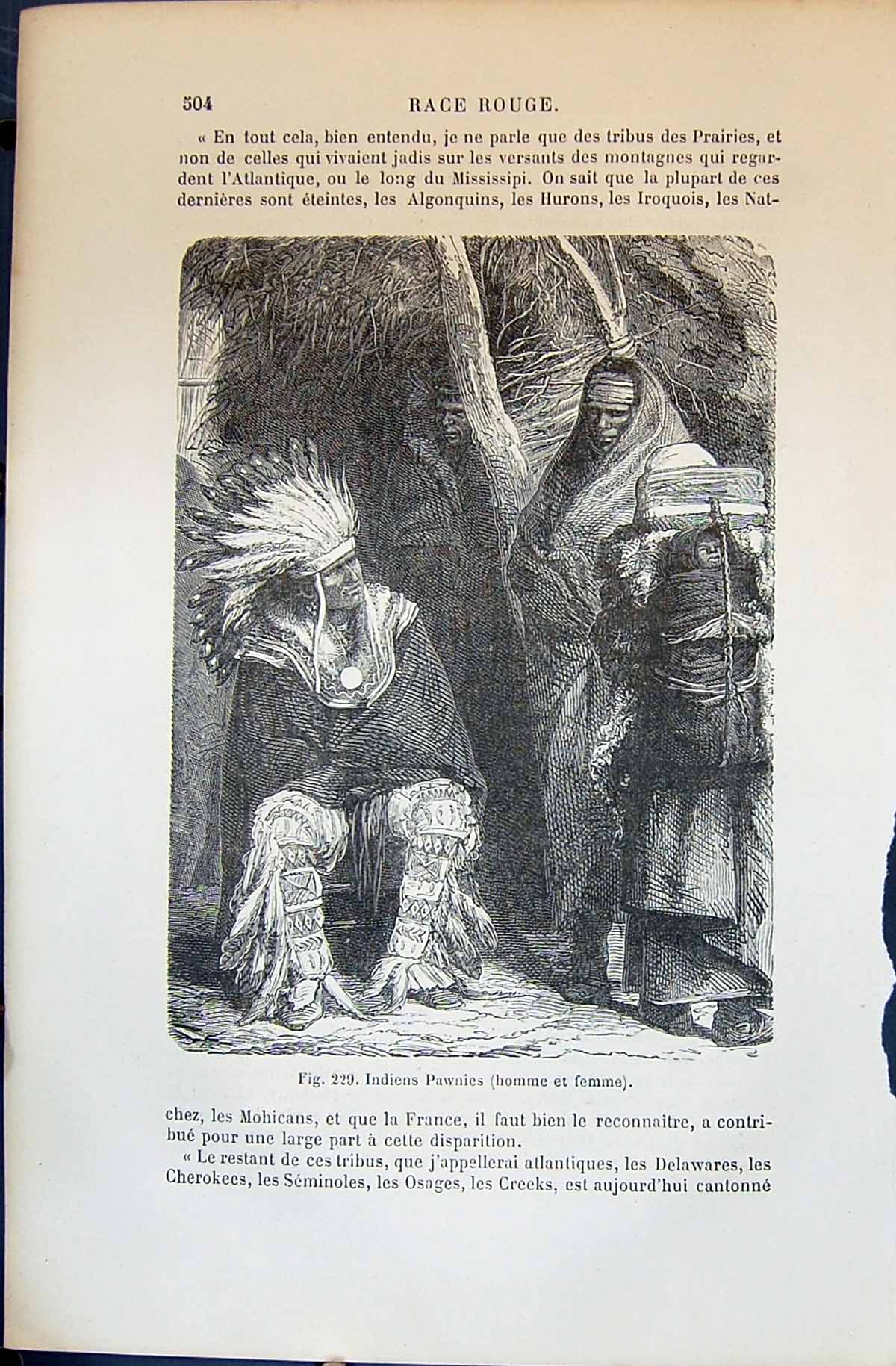 Old Indiens Pawnies Homme Femme Man Lady Indians 1880 Human Races Hum Victorian
