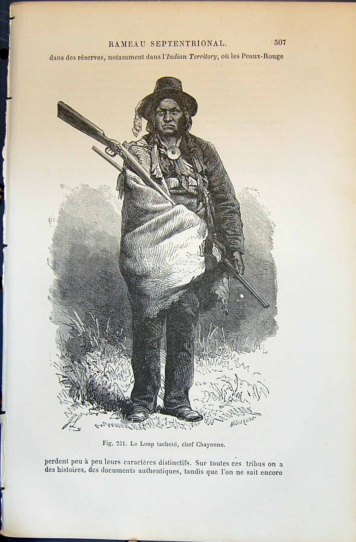 Old Le Loup Tachete Chef Chayenne Indian Man 1880 Human Races Humaine Victorian