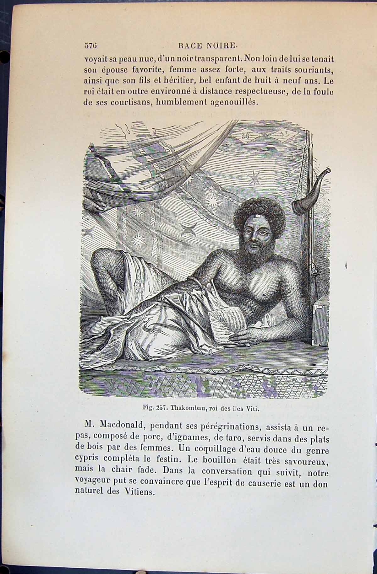 Old Thakombau Roi Des Lies Viti Man 1880 Human Races Humaines Figuier Victorian