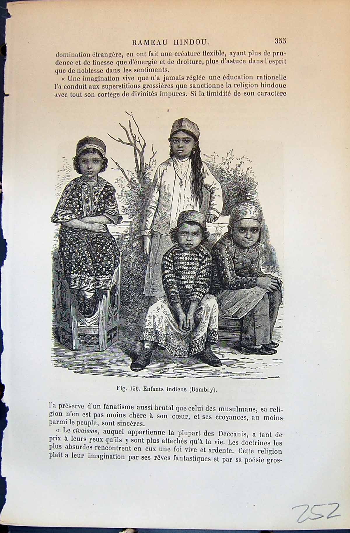 Old Children Indiens Bombay Indians Palanquin 1880 Human Races Humain 19th