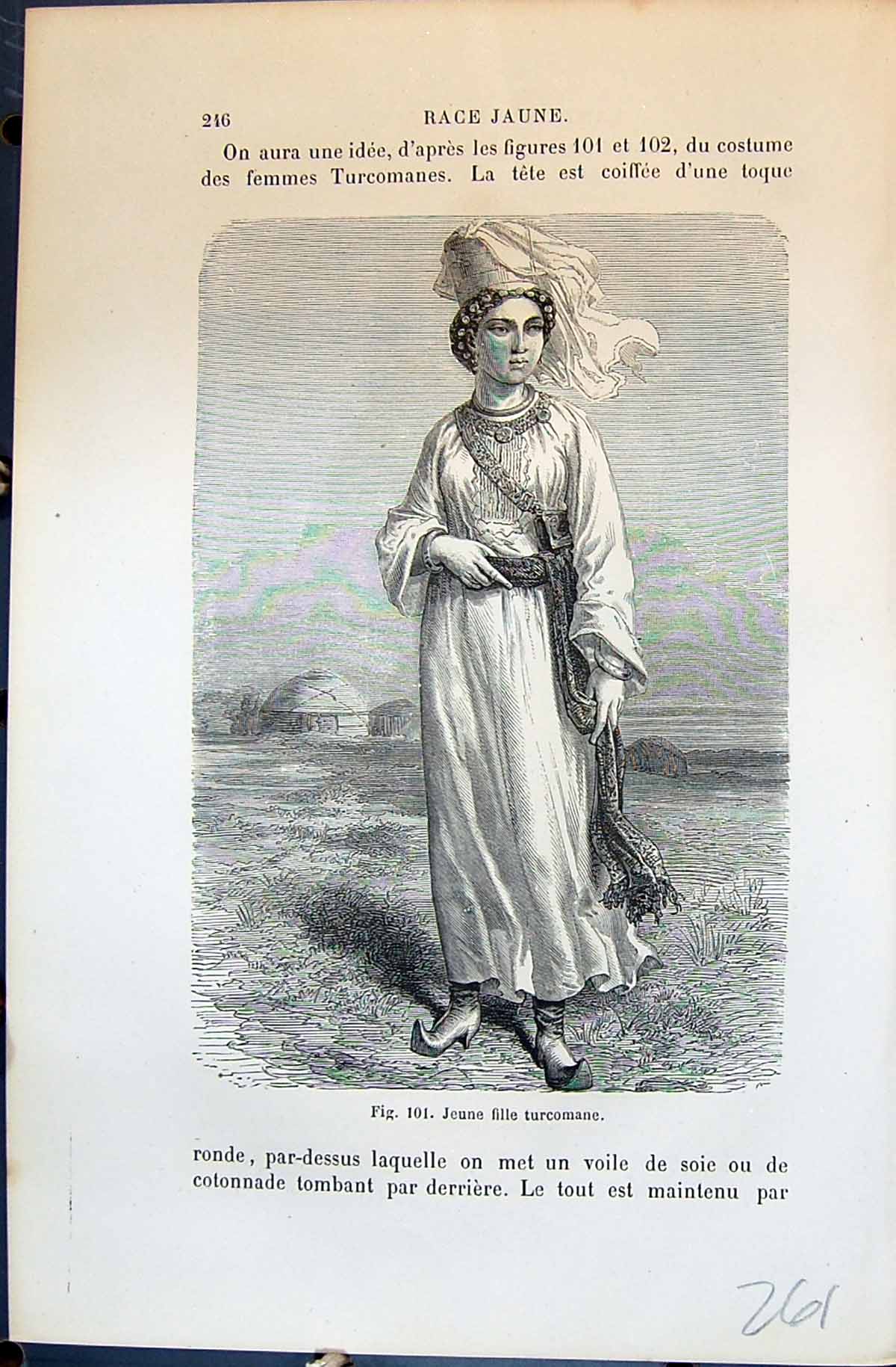 Old Jeune Fille Turcomane Turcoman Lady Man 1880 Human Races Humaines 19th