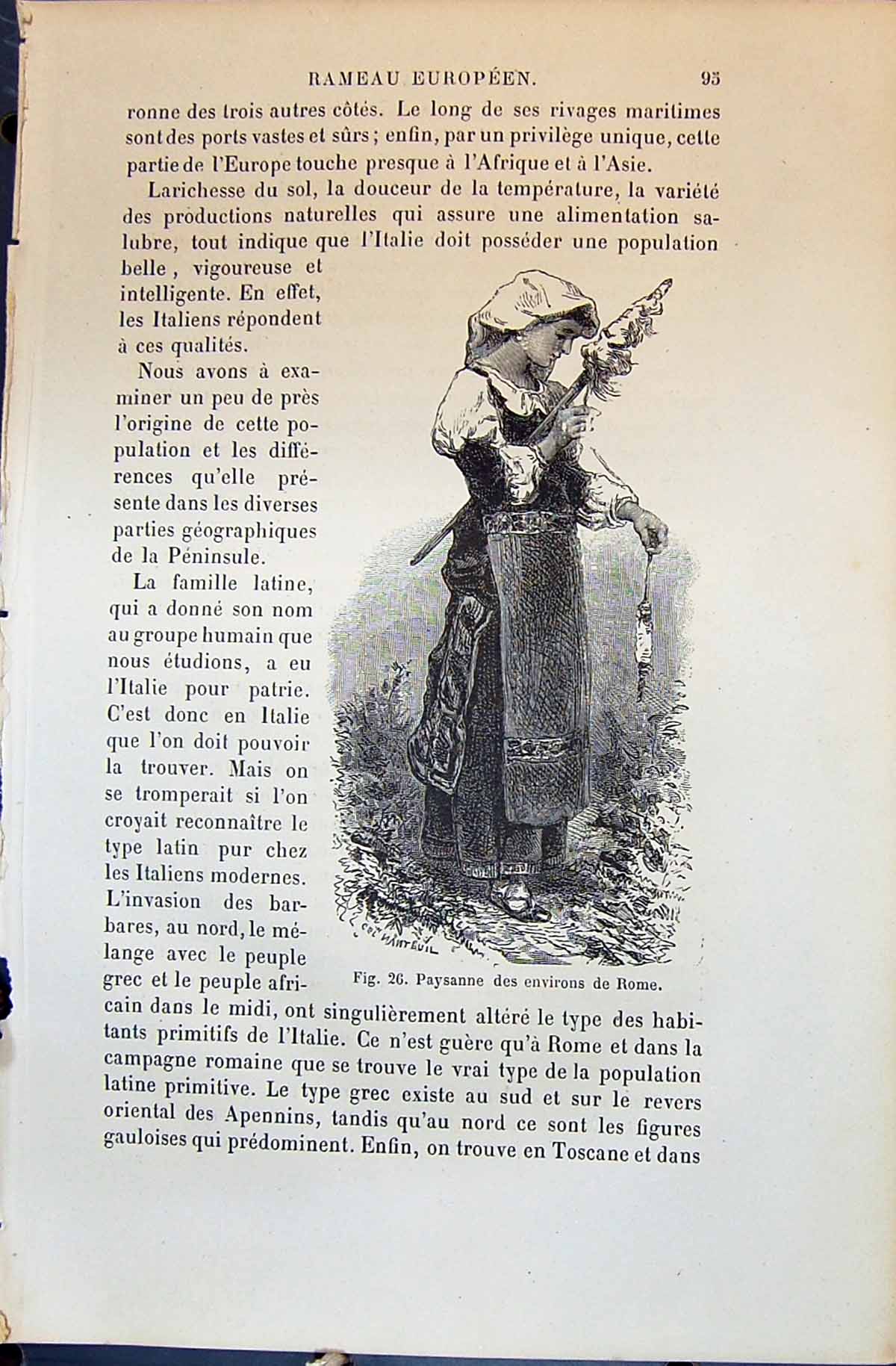 Old Paysanne Des Environs Rome Girl 1880 Human Races Humaines Figuier Victorian