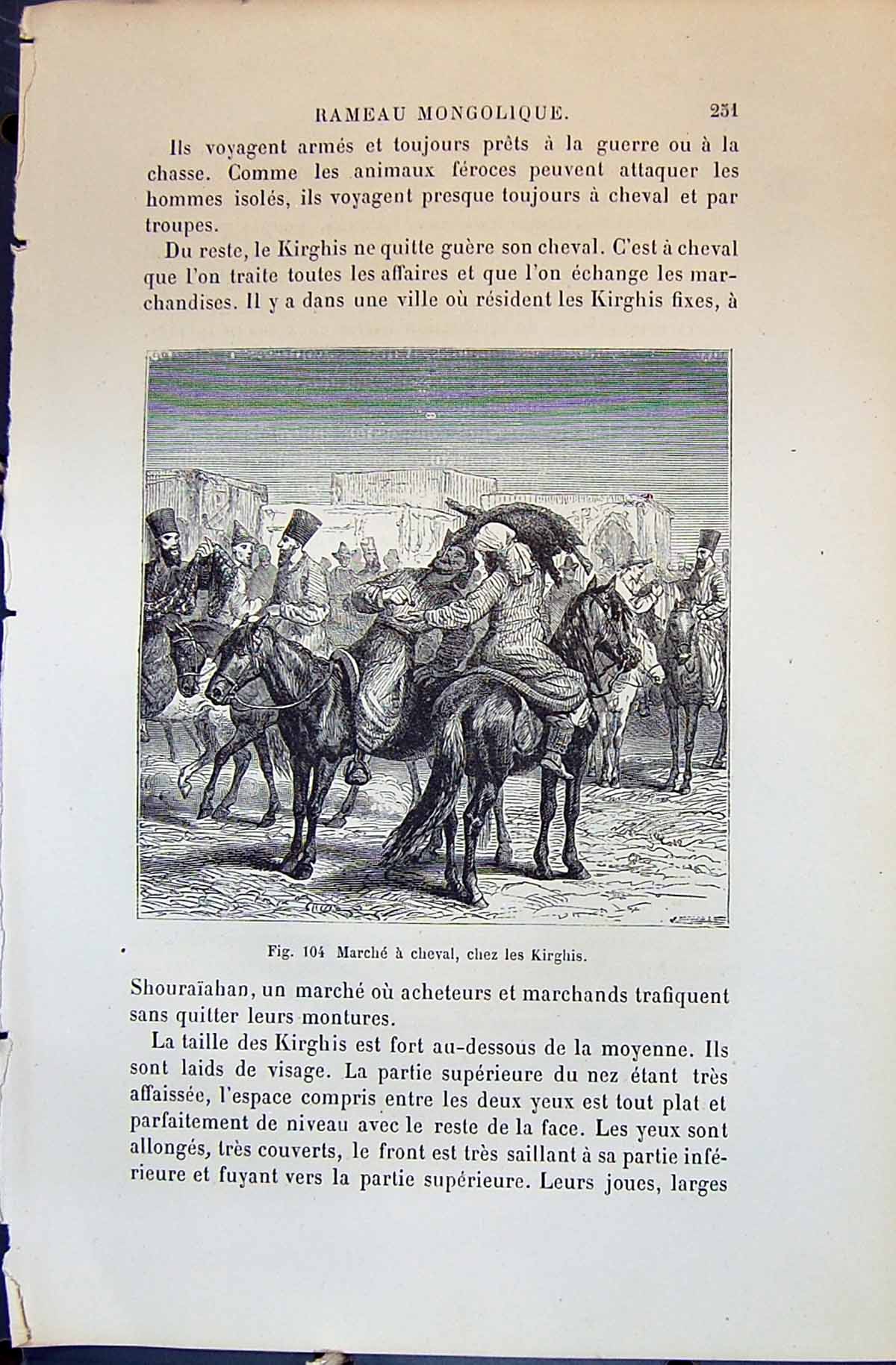 Old Marche Cheval Chez Kirghis Horses Men 1880 Human Races Humaines F Victorian