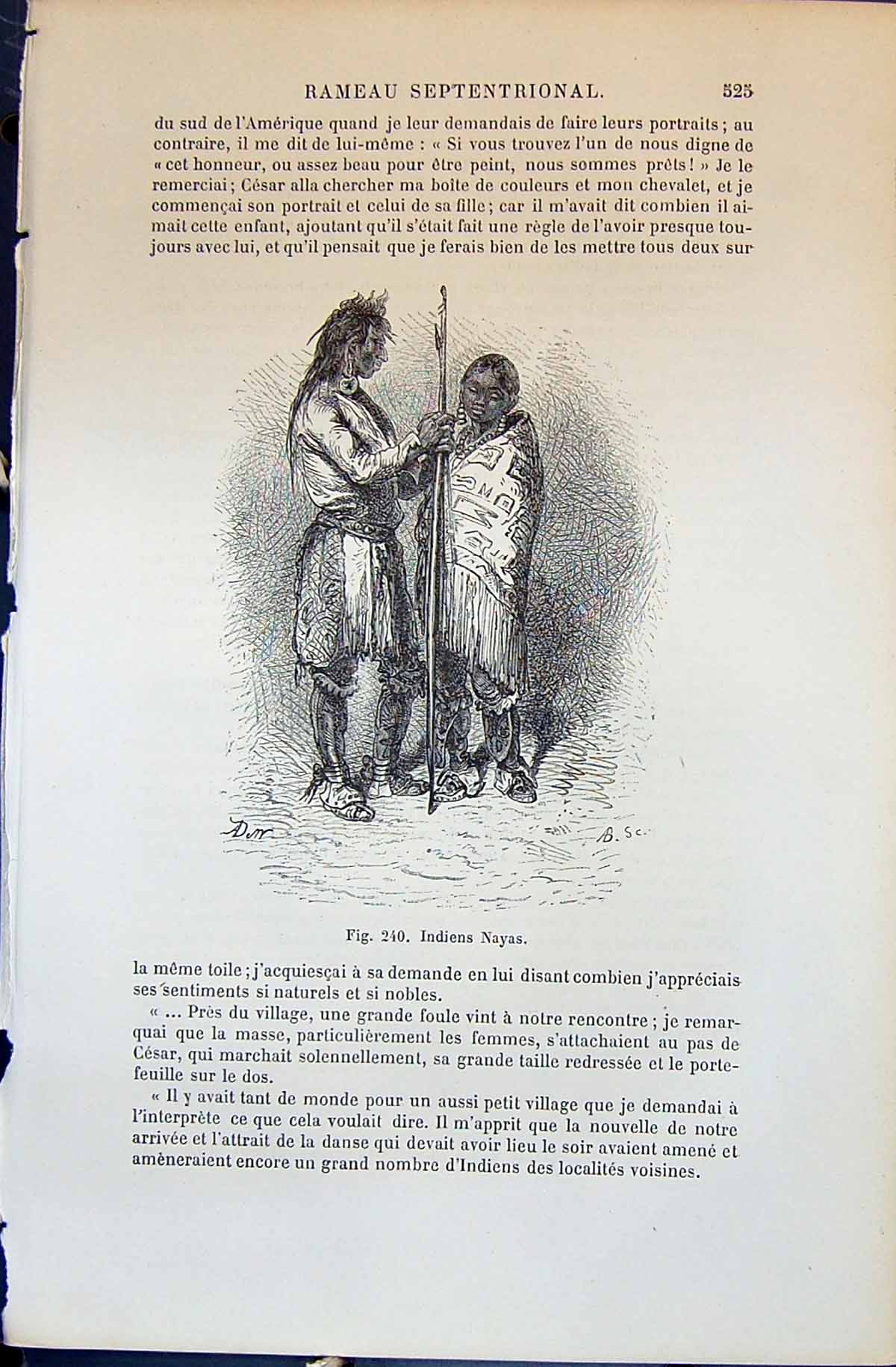 Old Print Indiens Nayas Indians People 1880 Human Races Humaines Figuier 19th
