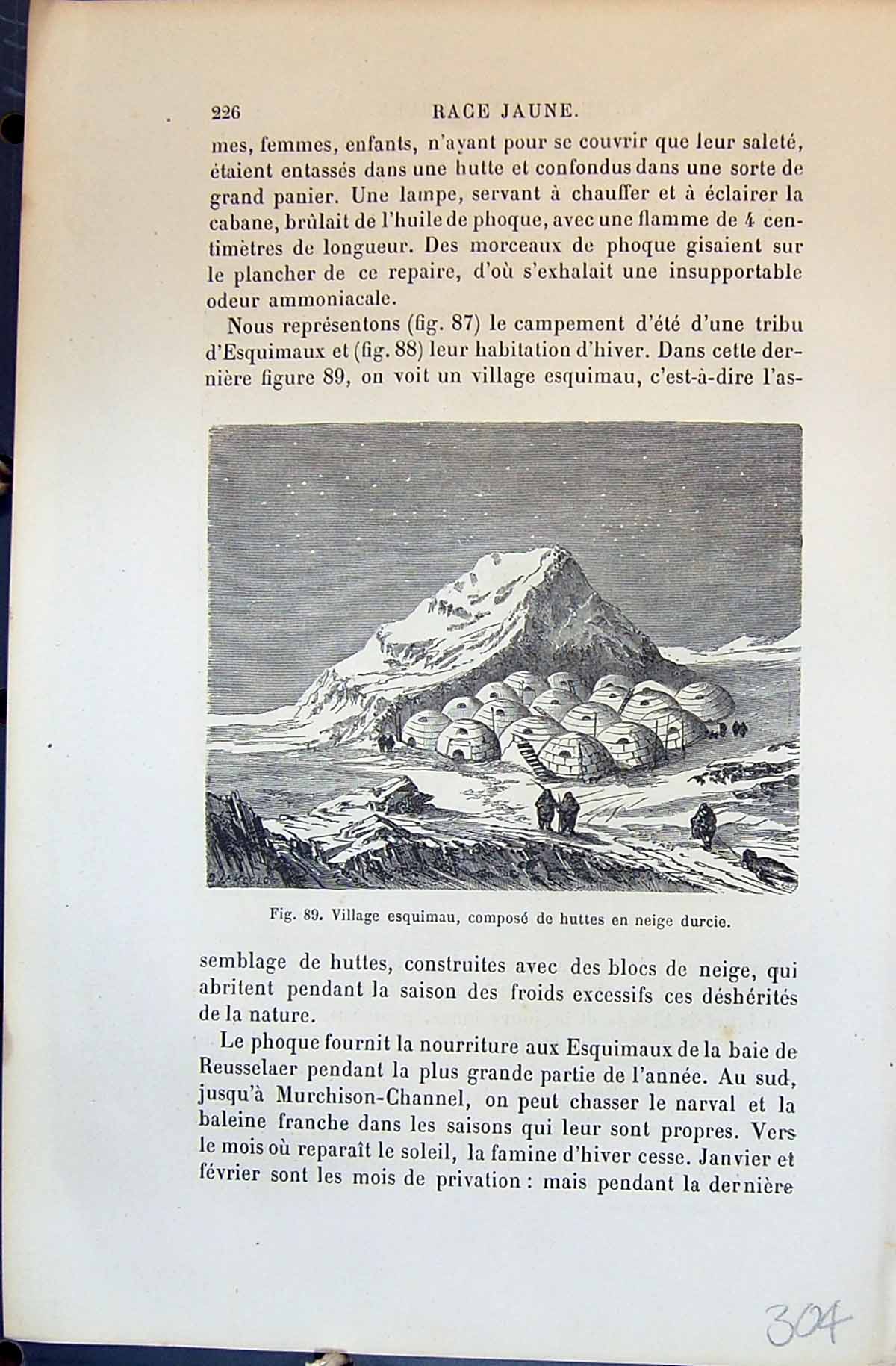 Old Village Esquimaux Compose Huttes Neige Durcie 1880 Human Races Hu 19th