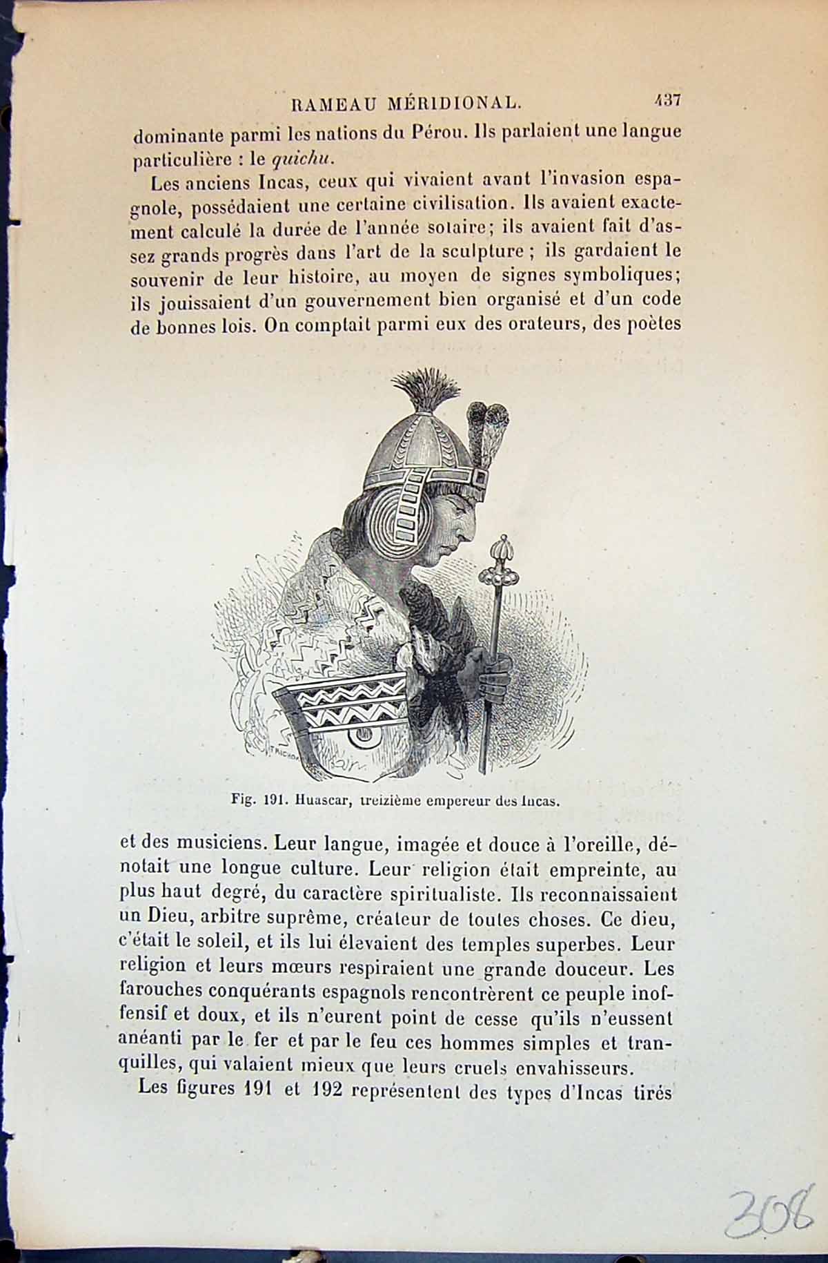Old Huascar Treizieme Empereur Lucas Coya Cahuana 1880 Human Races Hu 19th