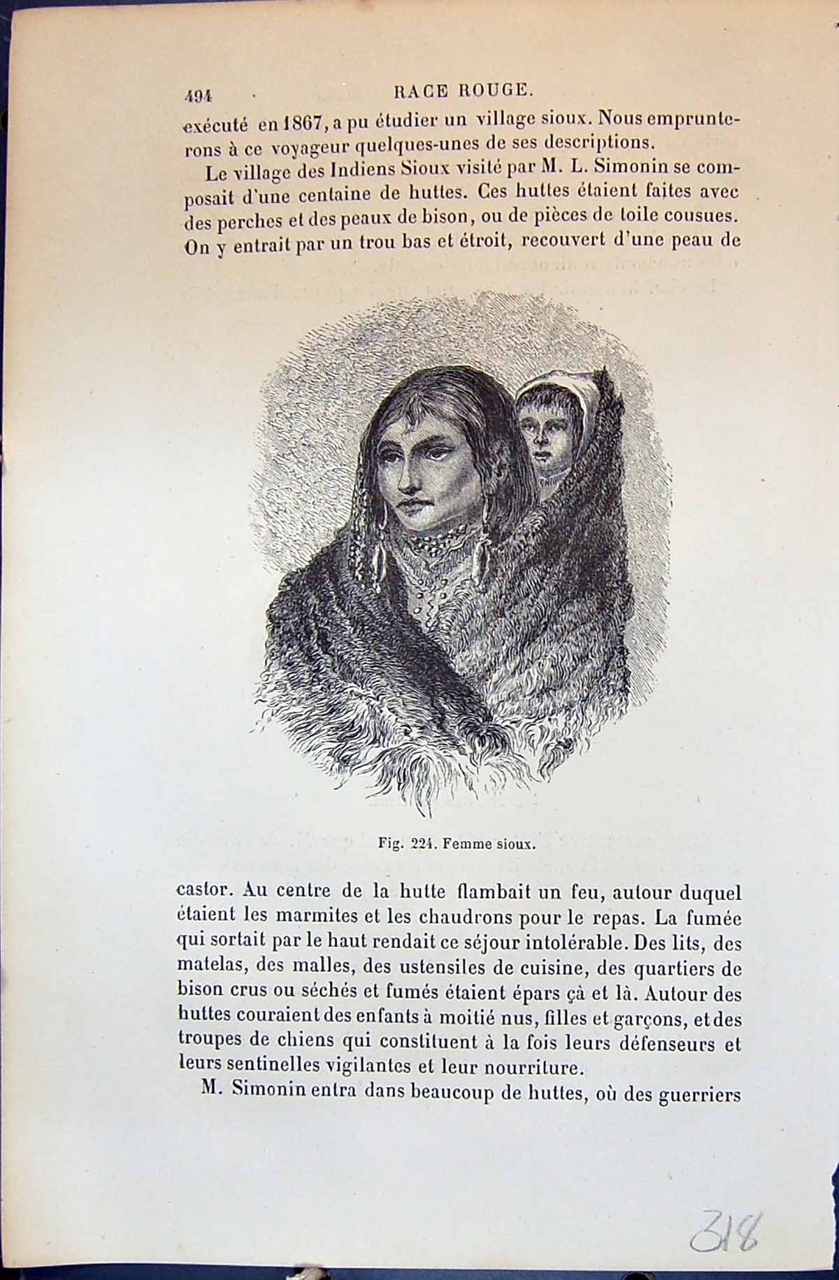 Old Femme Sioux Indians Guerrier America 1880 Human Races Humaines Fi 19th