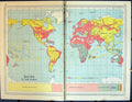 Old 1931 Dent Map Races Religions World Indians Christians Mongolian 20th