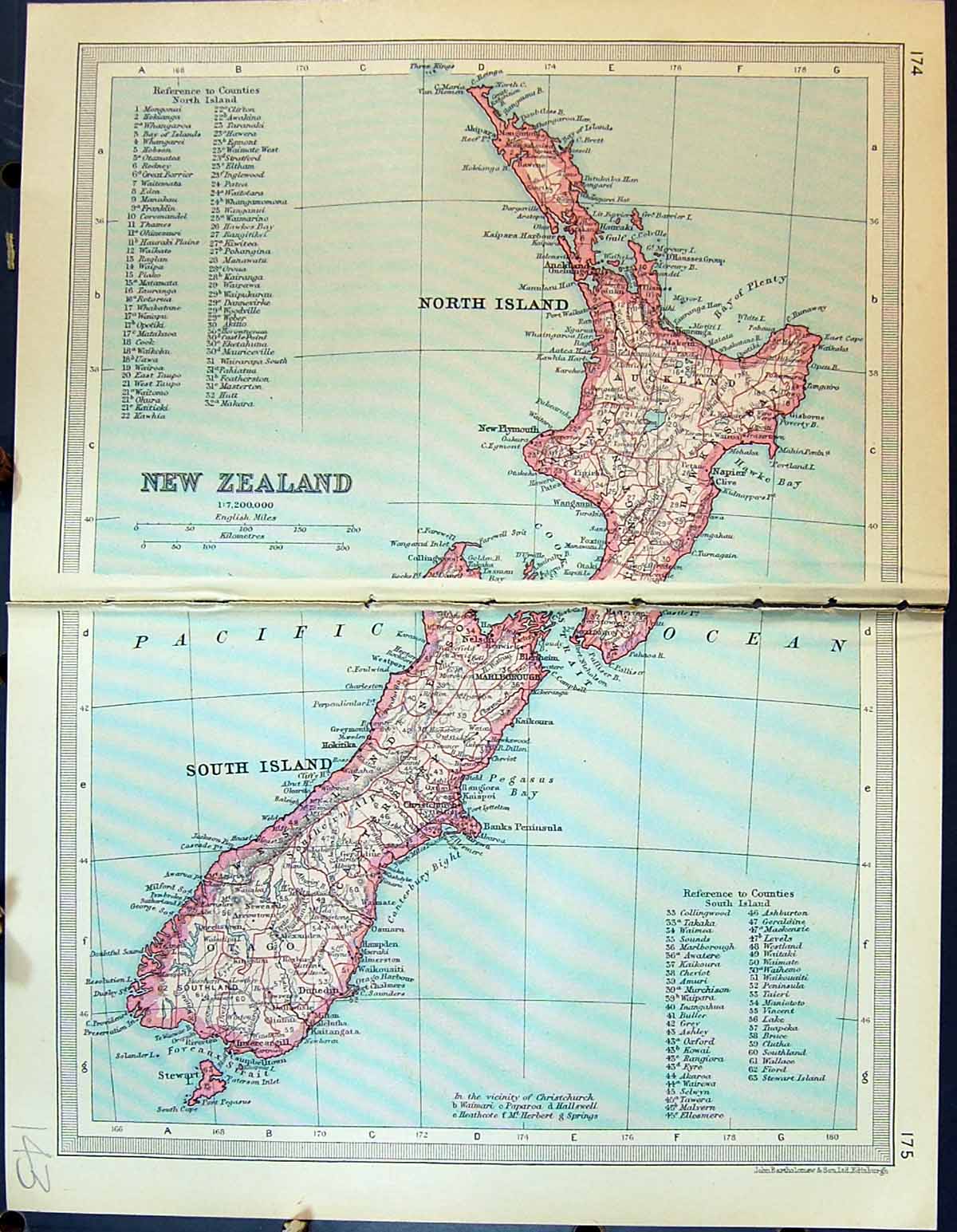 Antique Print 1931 Dent Map New Zealand Marlborough Stewart Hawke Bay Cook 20th