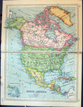 Old 1931 Dent Map North America Mexico West Indies Hudson Bay Canada 20th