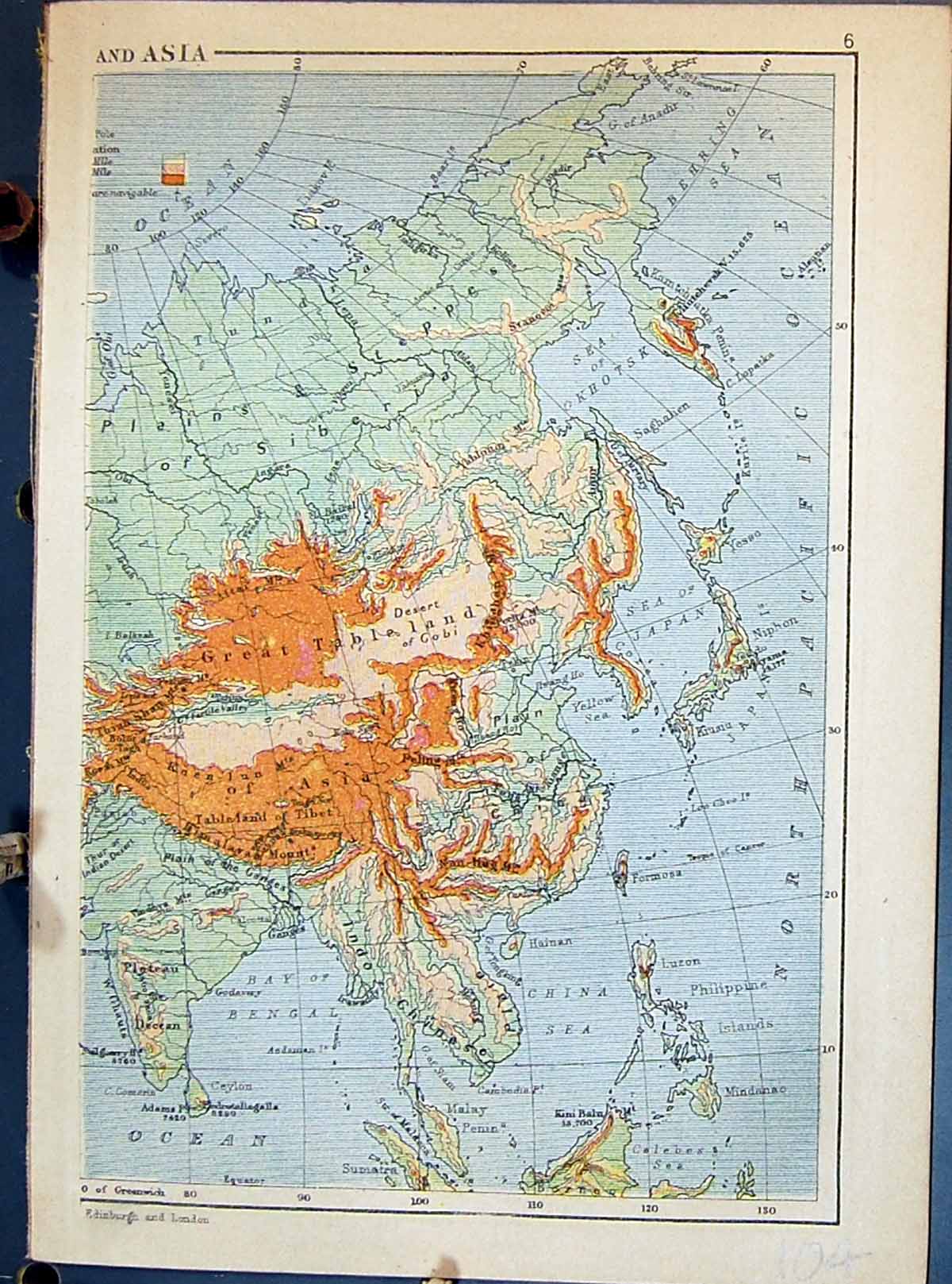 Old Johnston Map Asia Siberia North America Mexico Canada Greenland