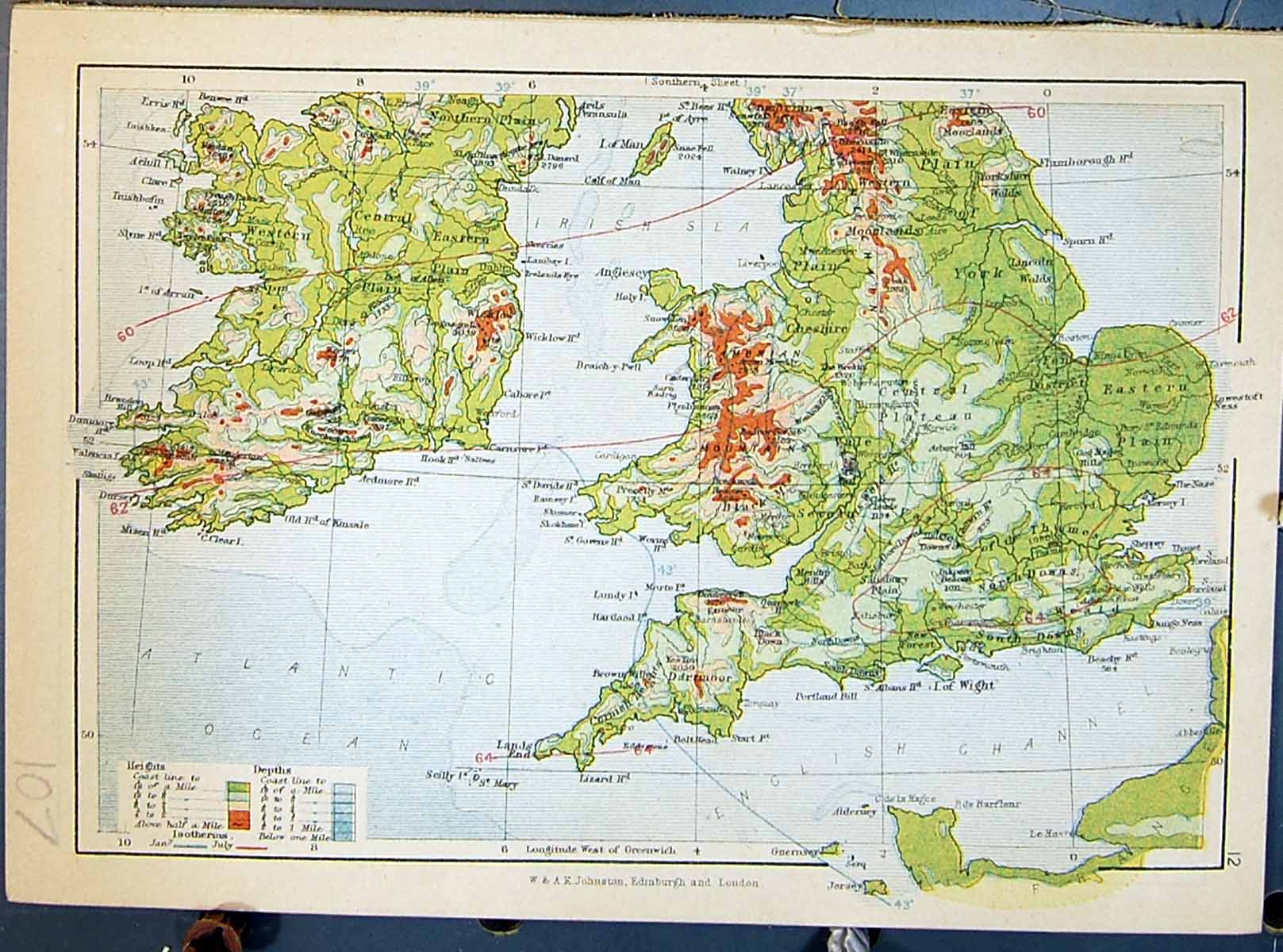 Old Print Johnston Map Syria Isthmus Suez Cyprus England Wales Isle Man