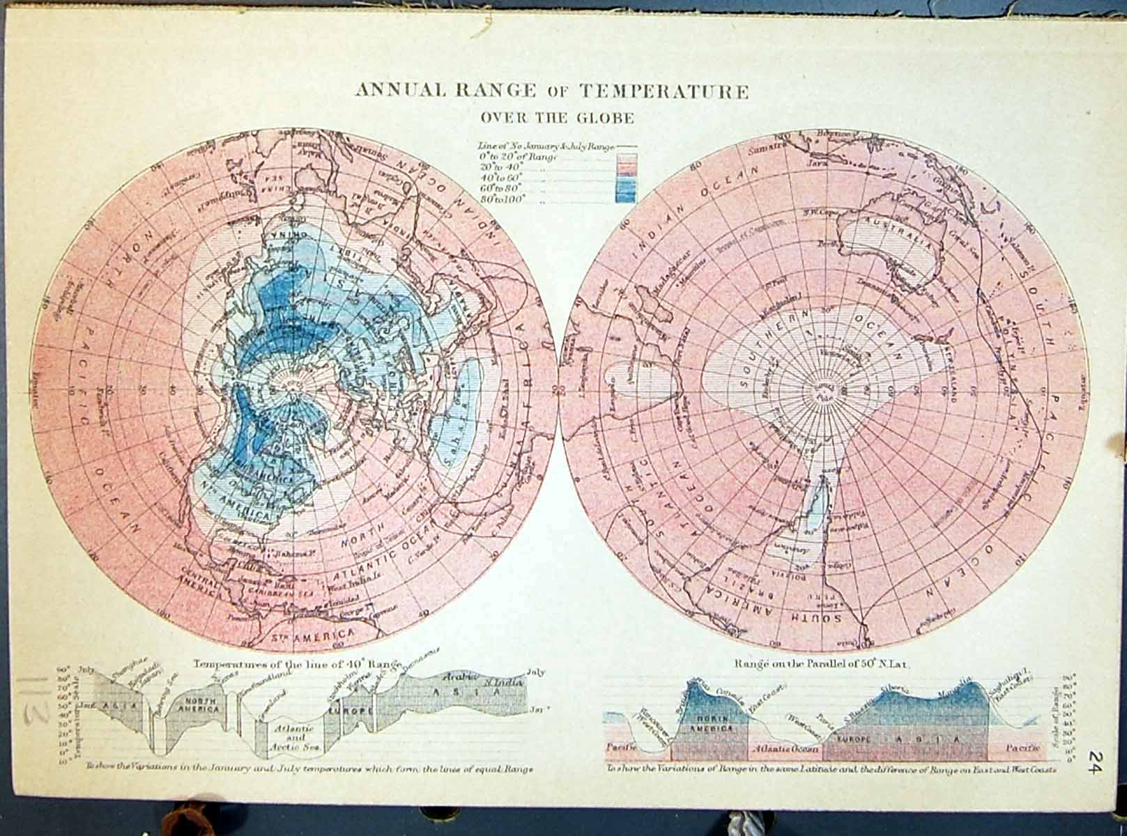Old Johnston Map Annual Rainfall Temperature Geographical Earth'S Cru