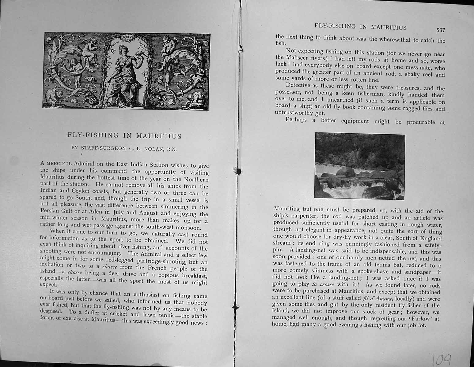 Old Badminton Magazine 1901 Fly Fishing Mauritius River Waterfalls Ma Victorian