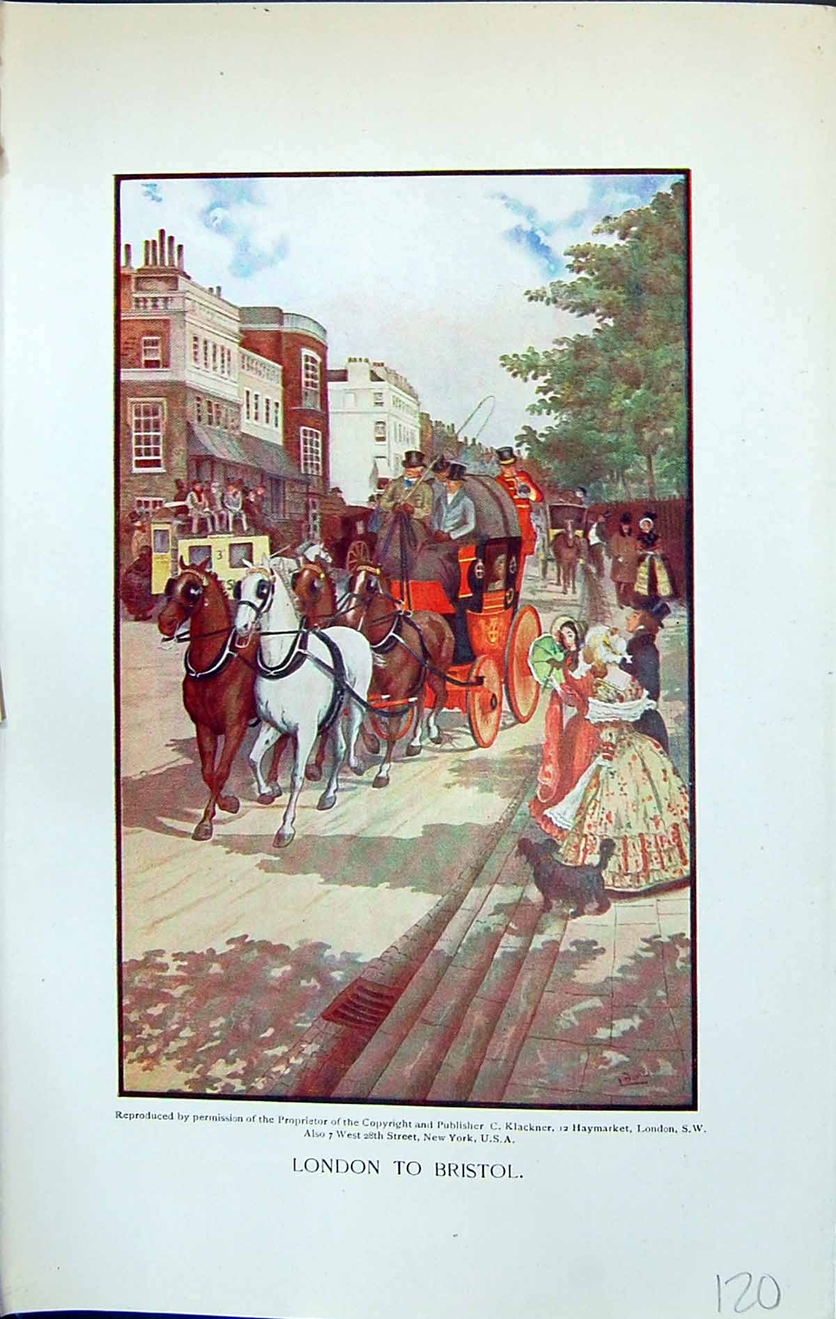Antique Print Badminton Magazine 1901 Colour London Bristol Transport Coach