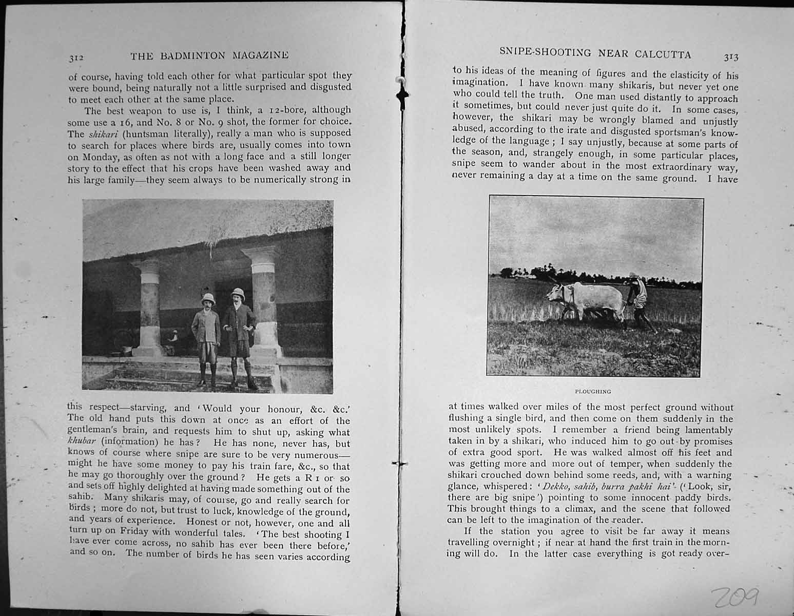 Old Badminton Magazine 1901 Snipe Shooting Hunting Calcutta Ploughing Victorian