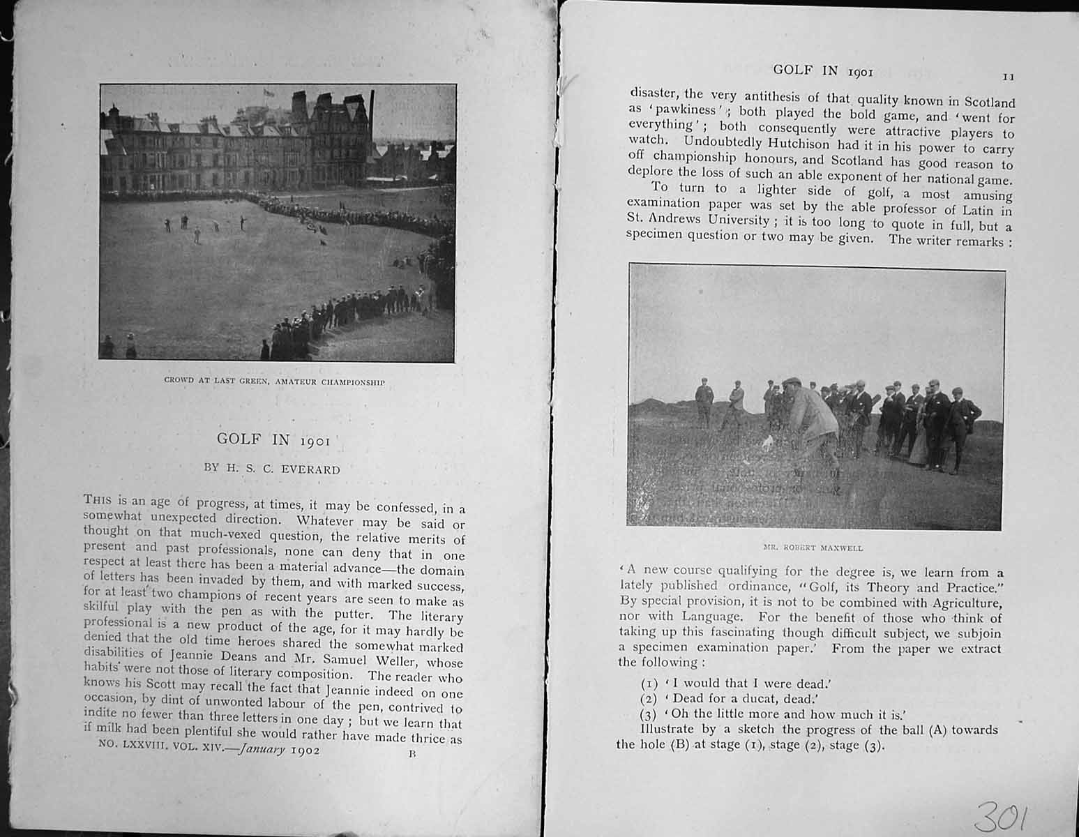 Old Badminton Magazine 1901 Golf Sport Robert Maxwell Low Leslie Melv Victorian