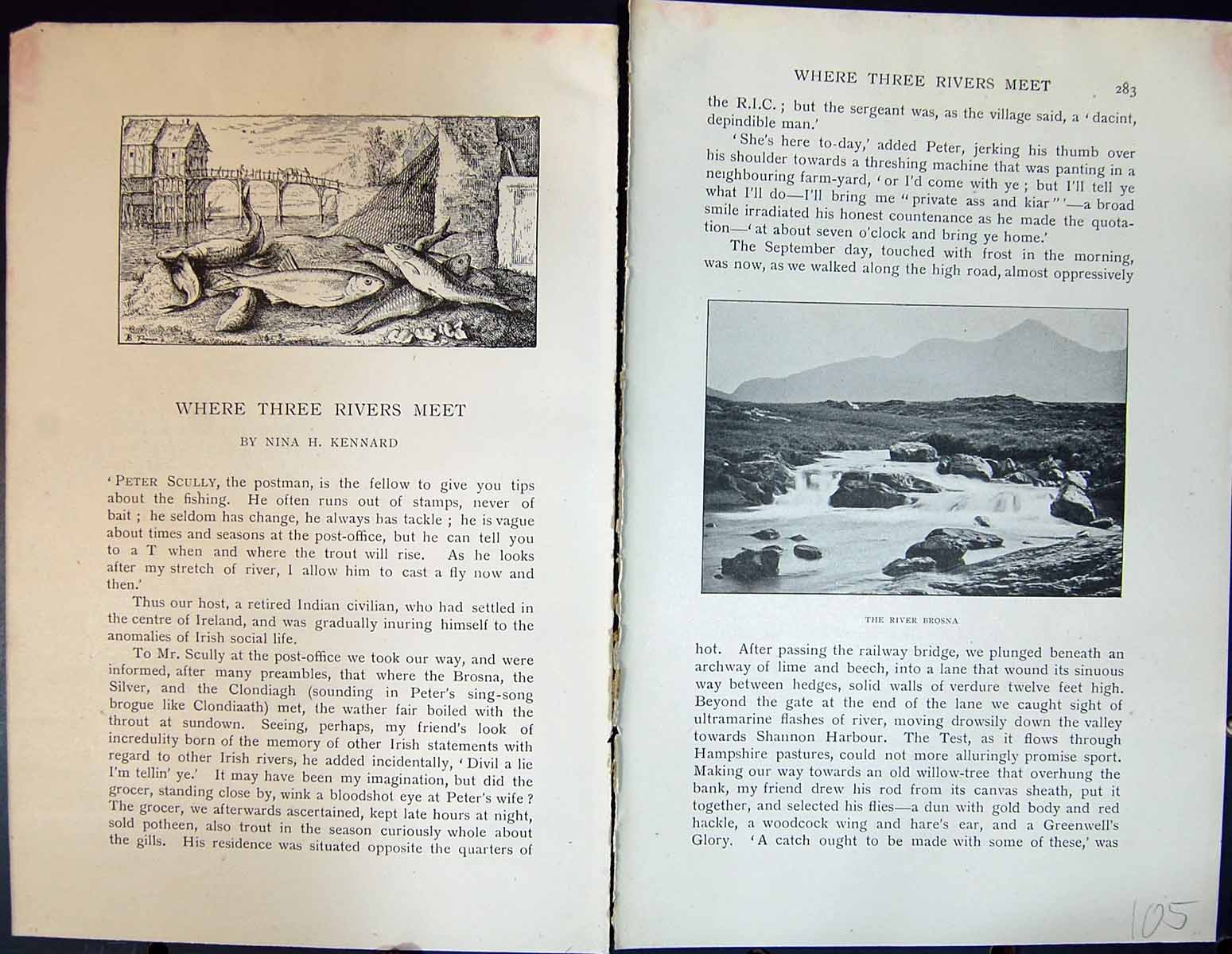 Old Badminton Magazine 1901 Fishing River Brosna Mountains Photograph Victorian