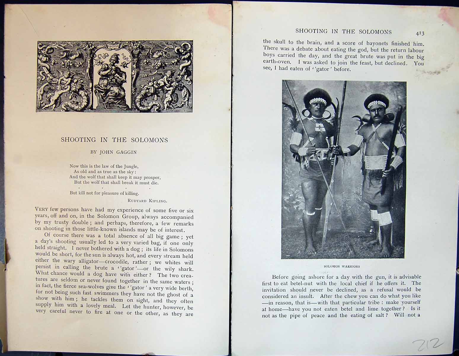 Old Badminton Magazine 1901 Shooting Solomon Warriors War Party Hunti Victorian