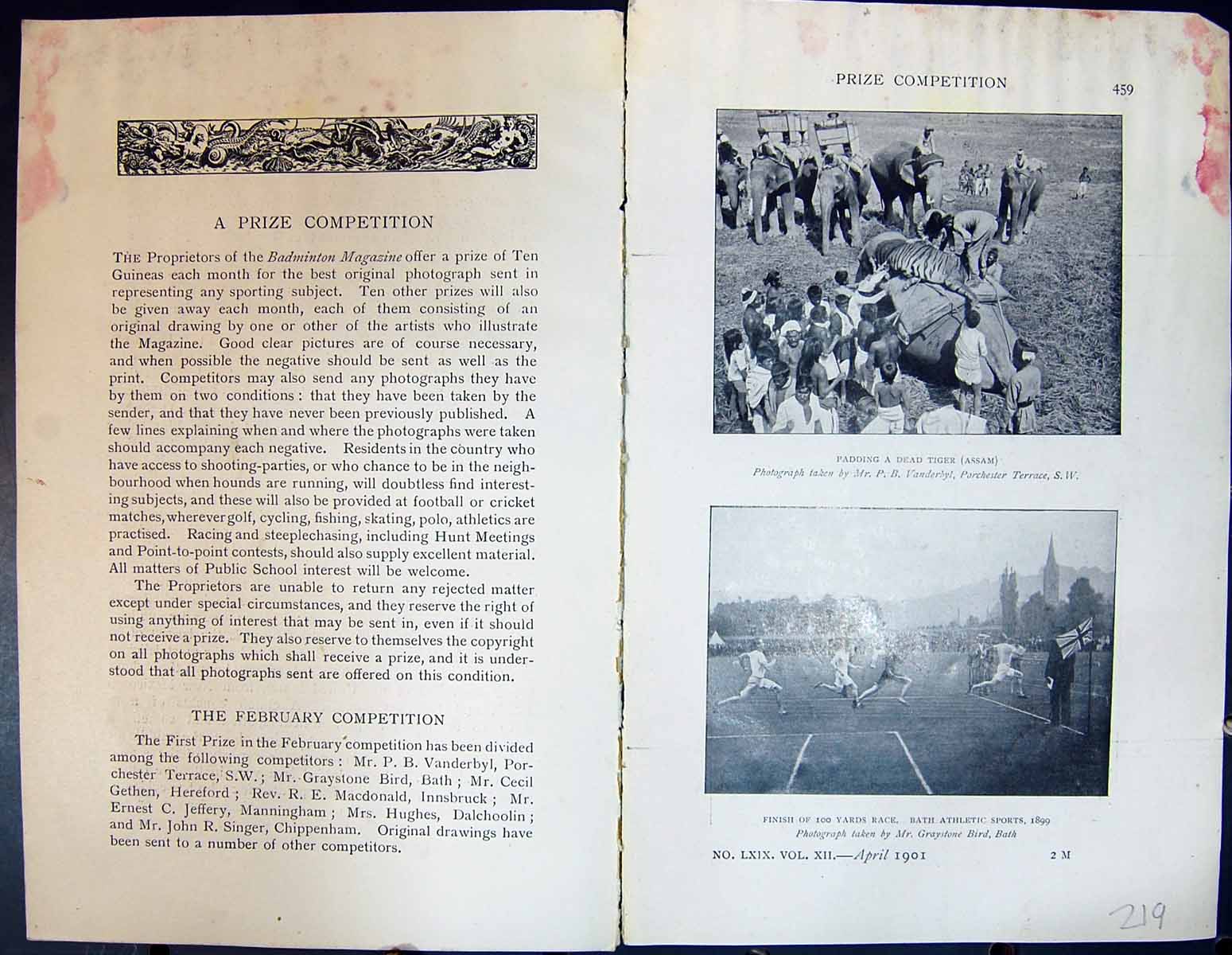 Old Badminton Magazine 1901 Tiger Hunting Bath Athletic Sports Gordon Victorian