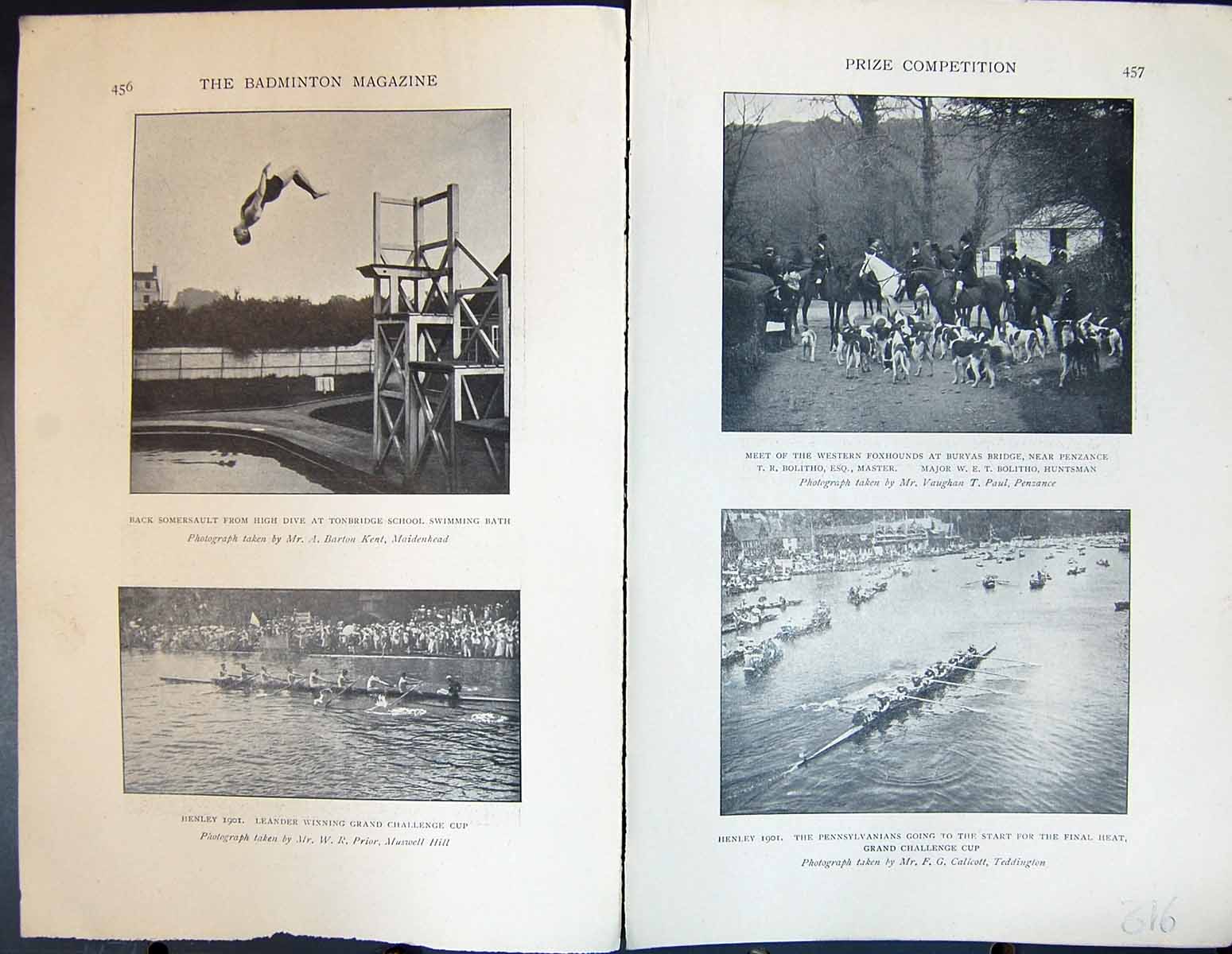 Old Badminton Magazine 1901 Sport Tonbridge Swimming Henley Boat Race Victorian