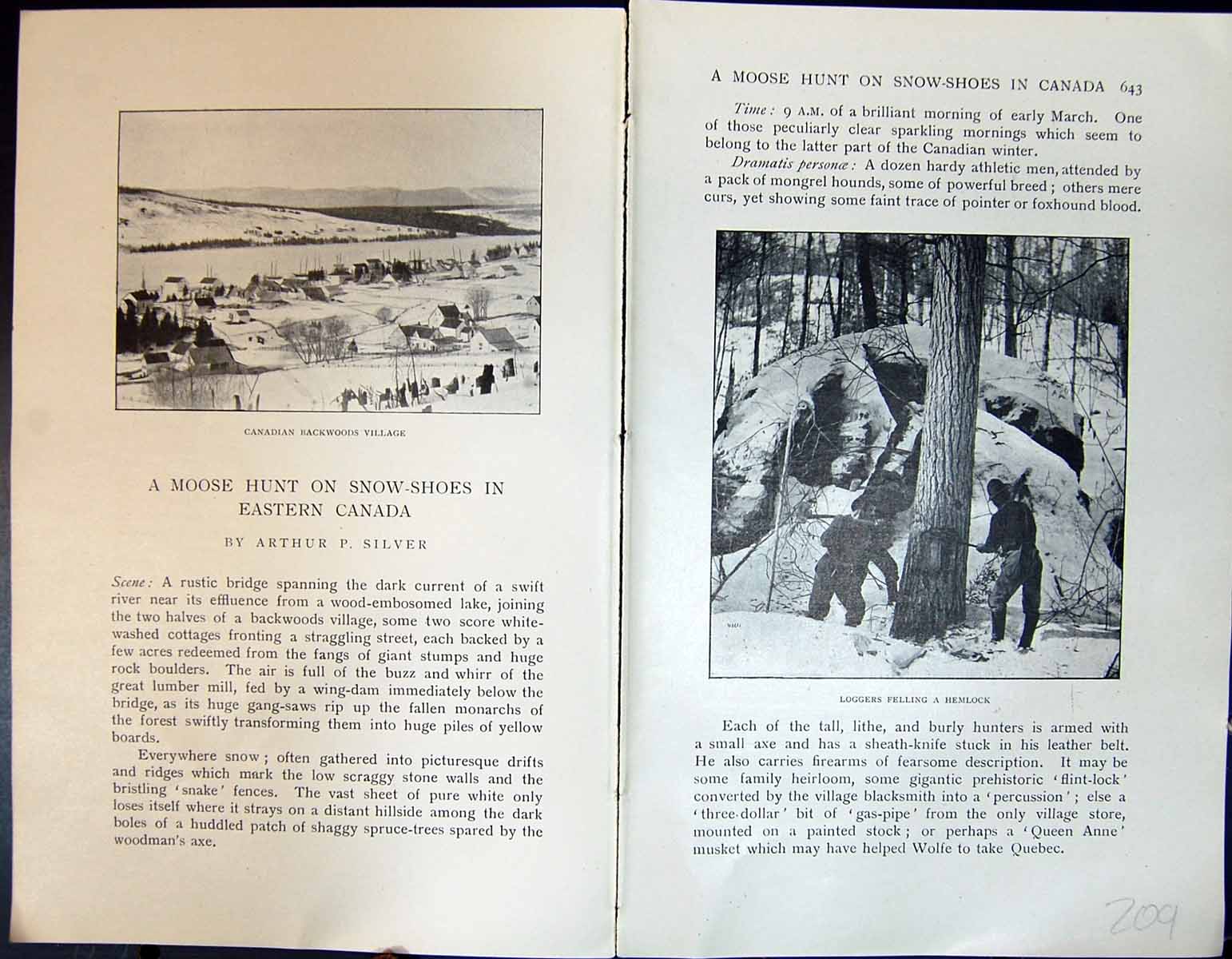 Old Badminton Magazine 1901 Moose Hunting Snow-Shoes Canada Loggers M Victorian