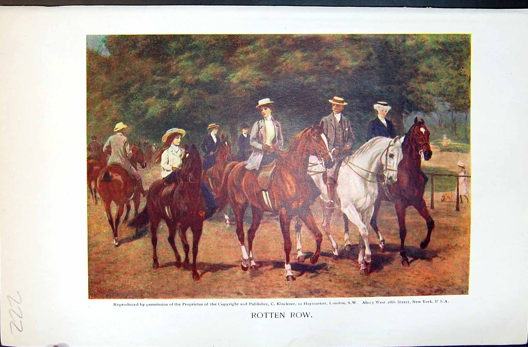 Antique Print Badminton Magazine 1901 Rotten Row Horses Ladies Men Hunting 20th