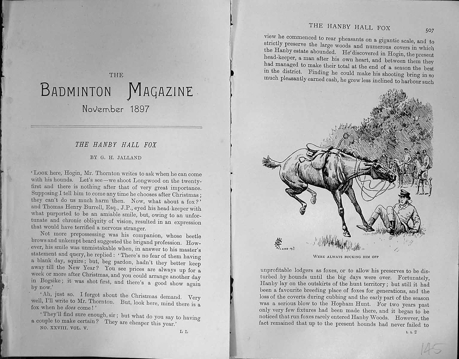 Old Badminton Magazine 1903 Hanby Hall Fox Hunting Horses Hounds Dogs 20th