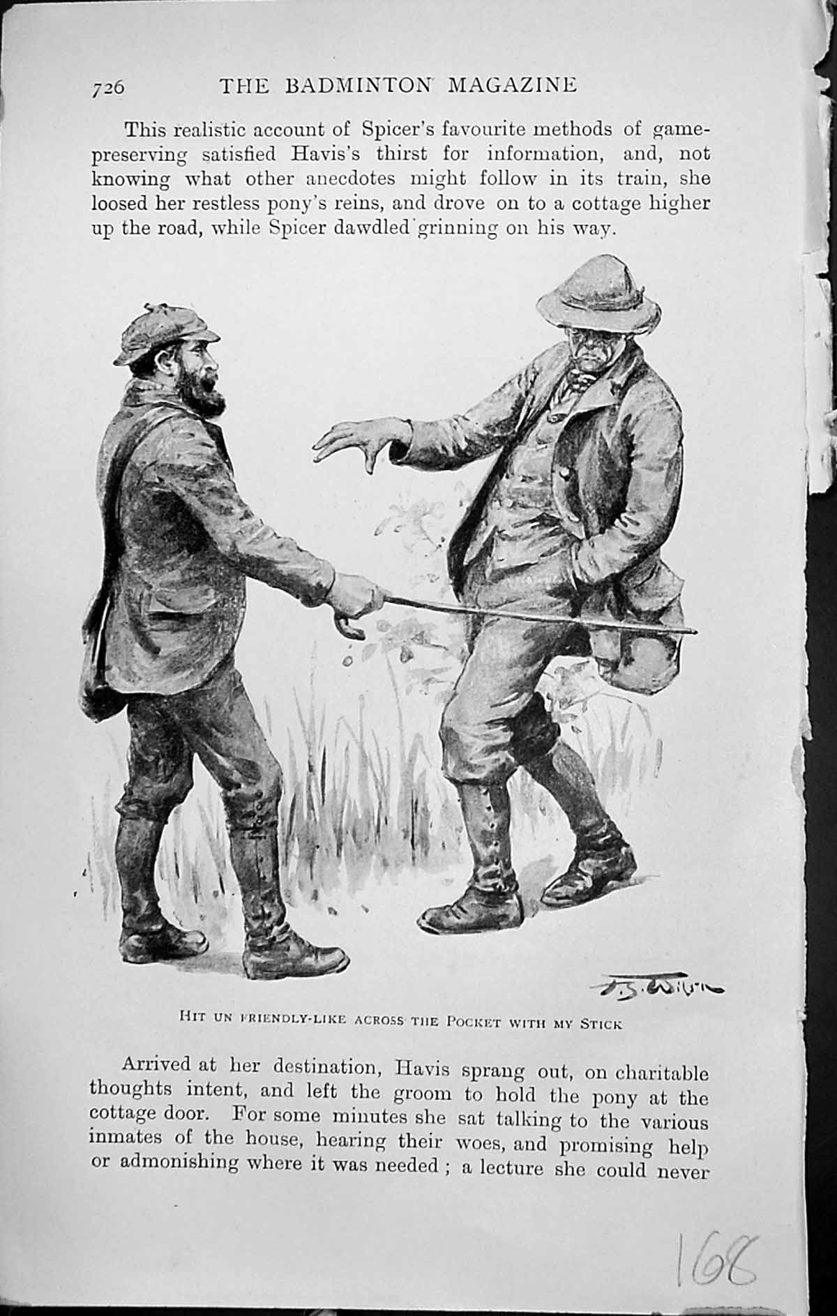 Antique Old Print Badminton Magazine 1903 Unfriendly Man Stick Game-Keeper 20th