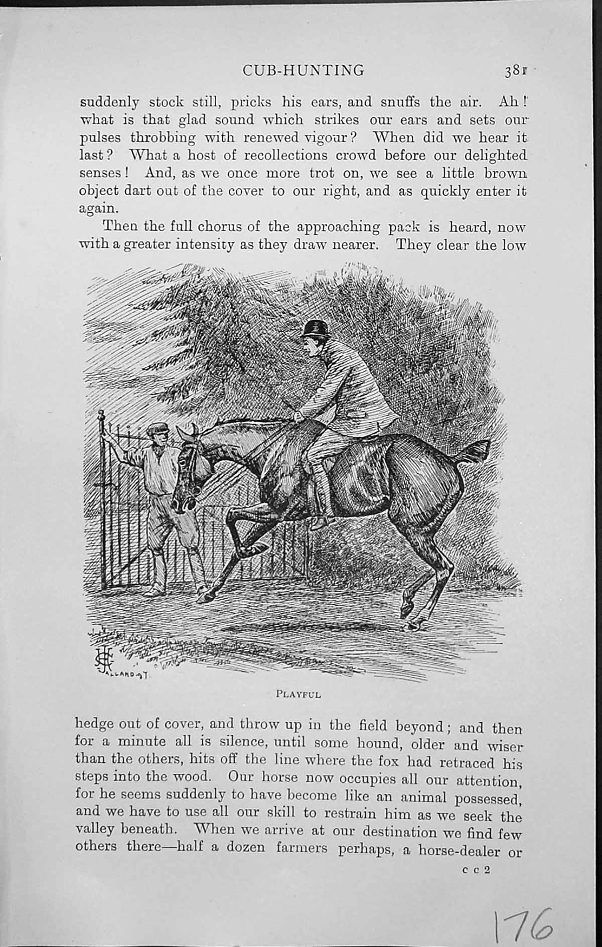 Antique Print Badminton Magazine 1903 Fox Cub Hunting Horse Huntsman Sport 20th