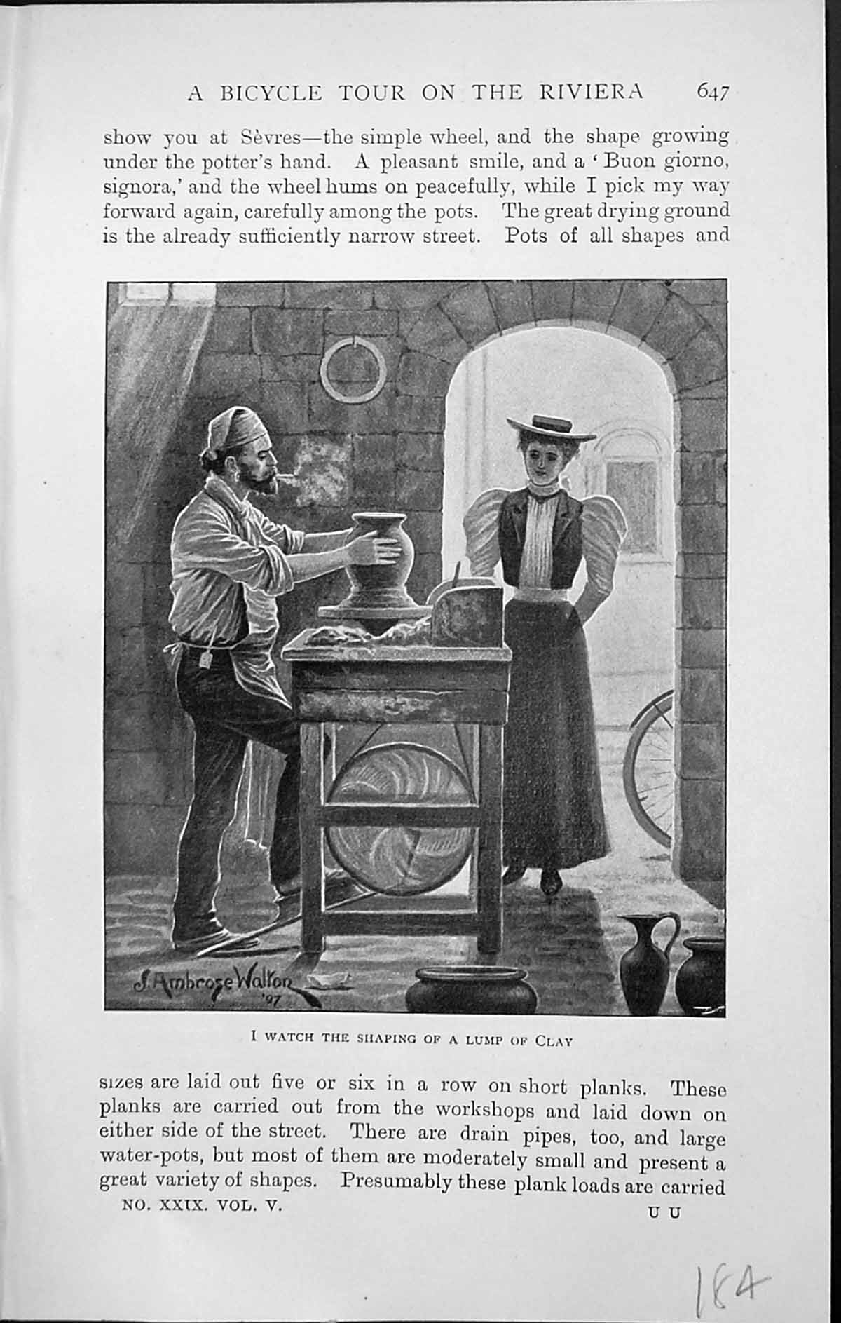 Old Print Badminton Magazine 1903 Bicycle Tour Riviera Clay Potters Wheel 20th